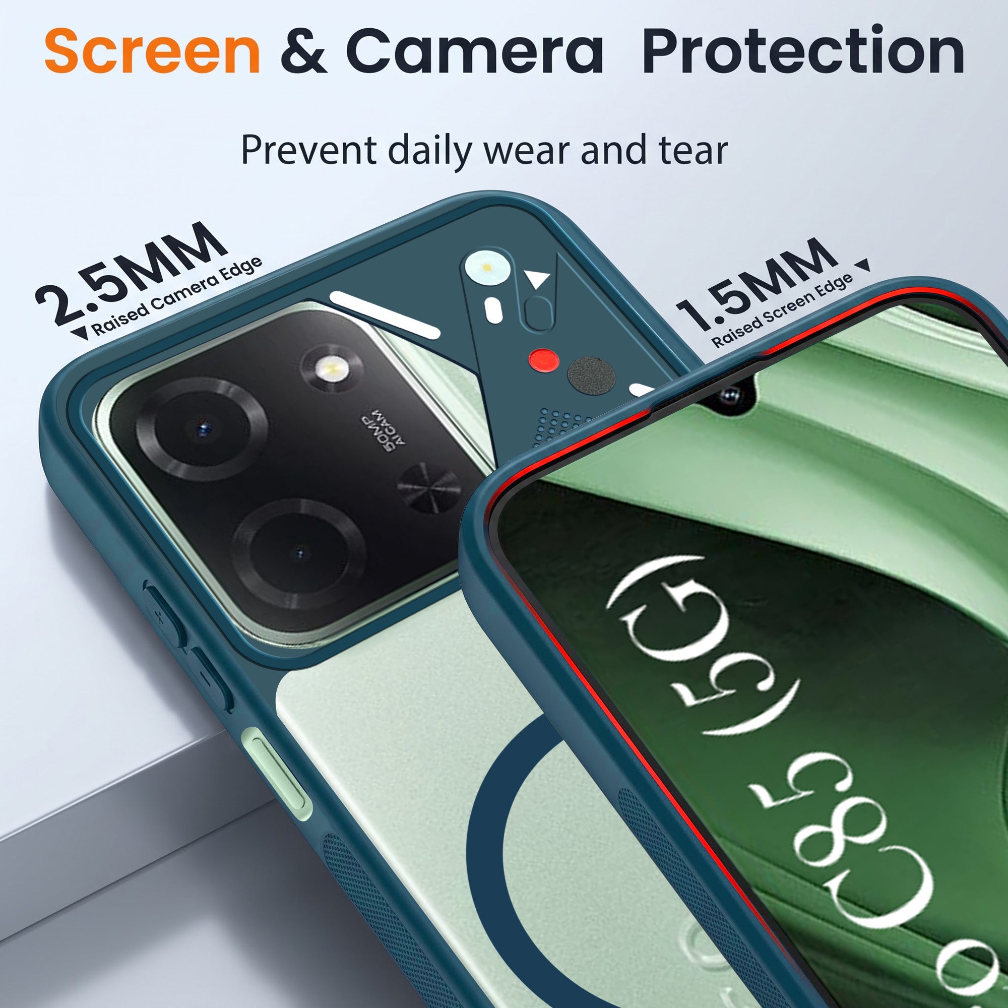 For Poco C85 5G Back Cover Case Lifetime Anti-Yellow Clear (Camera Protection | Side Grip | Wireless MagSafe Compatible)