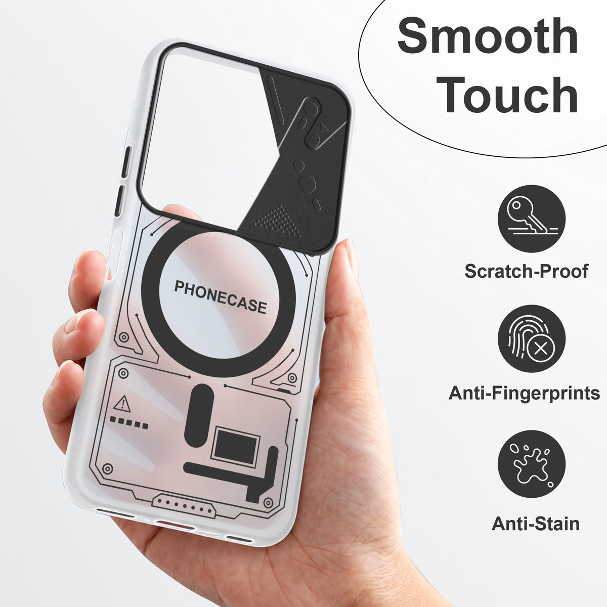 For Vivo Y19 | Vivo Y19e | Vivo T4 Lite Metallic Back Cover Case (Metallic Camera Protection & Buttons | Translucent Milky Shade | Hard Polycarbonate)