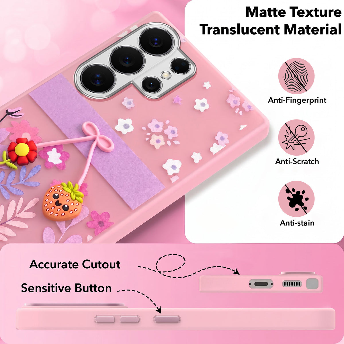 For Samsung Galaxy S26 Ultra Back Cover Case (3D Cute Cartoons | Hard Back Side Soft | Matte Premium Finish | HD Printing)