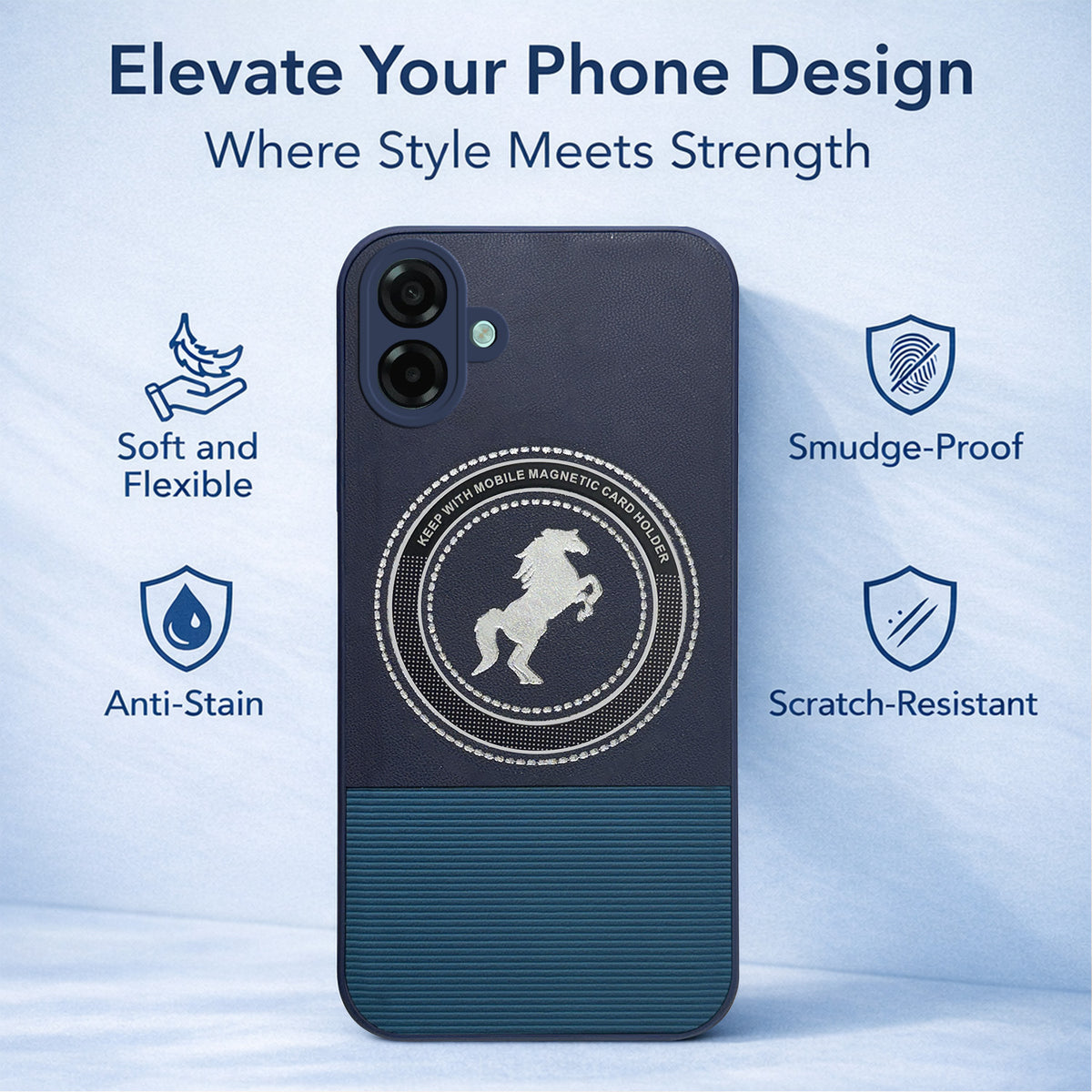 For Samsung Galaxy A07 5G | F70e 5G Back Cover Case PU Leather Finish (Professional Minimalist Texture | MagSafe Compatile | Camera Protection | Sleek Sober Formal)