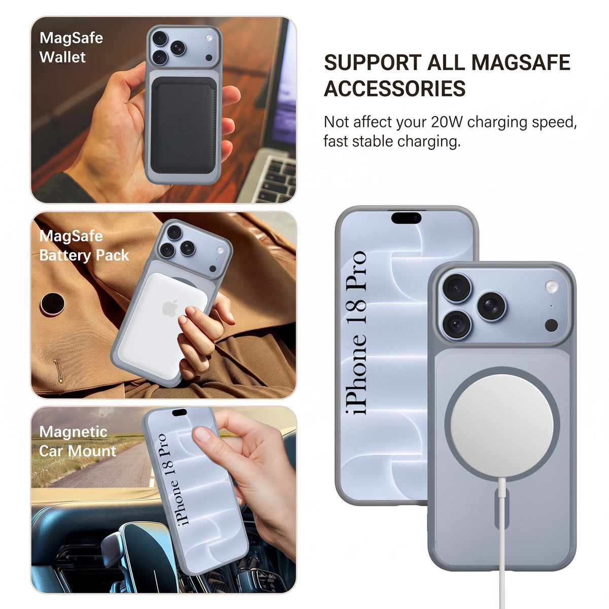 For Apple iPhone 18 Pro Matte Finish Back Case Cover (MagSafe Compatible | Translucent Soft Touch | Slim and Unbreakable)
