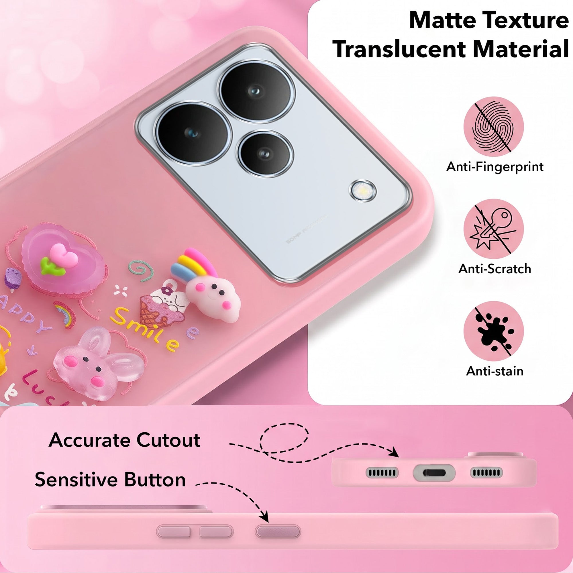 For Realme P4 Back Cover Case (3D Cute Cartoons | Hard Back Side Soft | Matte Premium Finish | HD Printing)