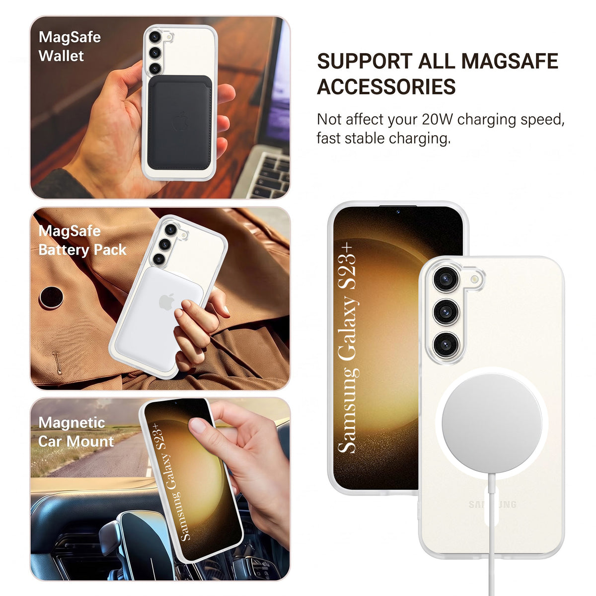 For Samsung Galaxy S23 Plus Matte Finish Back Case Cover (MagSafe Compatible | Translucent Soft Touch | Slim and Unbreakable)