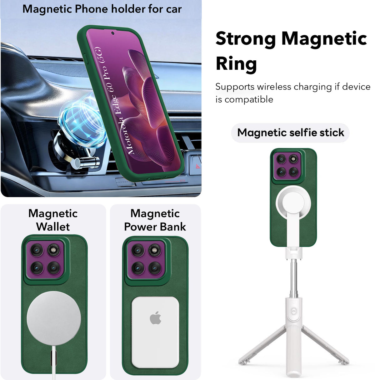 For Motorola Moto Edge 60 Pro Back Cover Case Leather Finish (MagSafe Compatible Wireless Charging | Soft Touch | Camera Bump Protection)