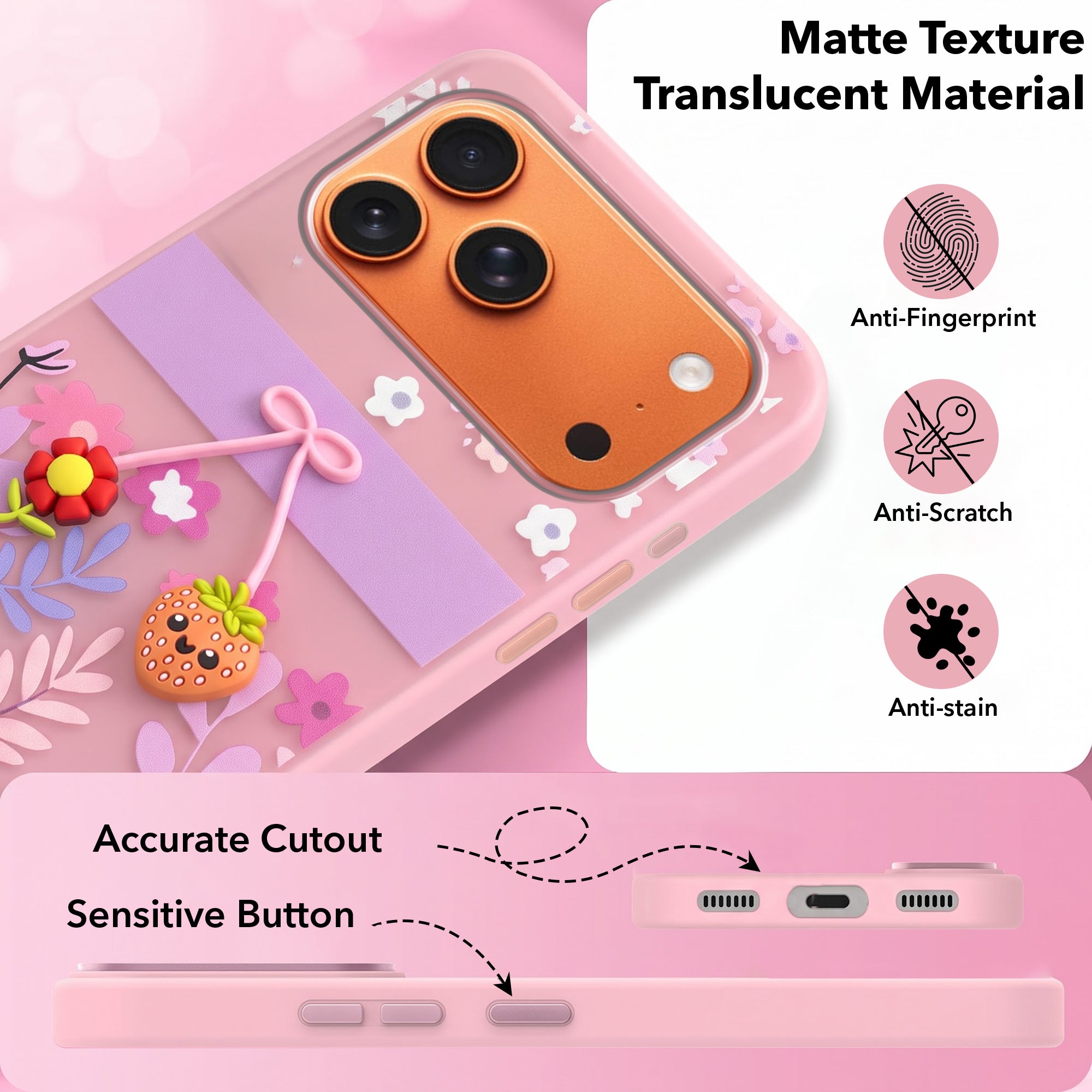 For Apple iPhone 17 Pro Max Back Cover Case (3D Cute Cartoons | Hard Back Side Soft | Matte Premium Finish | HD Printing)