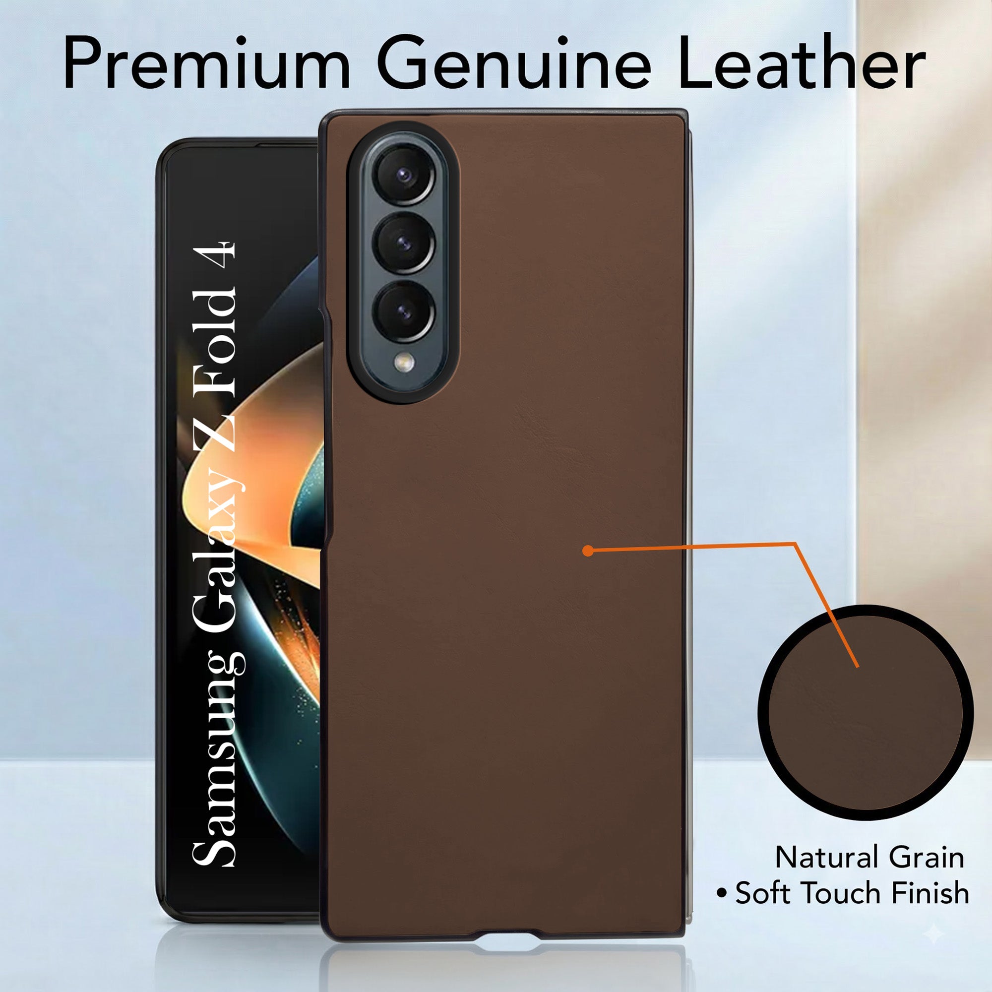 For Samsung Galaxy Z Fold 4 5G Premium Cover Case (Soft Leather Touch | Interior Protective Cloth | Slim 360* Protection)