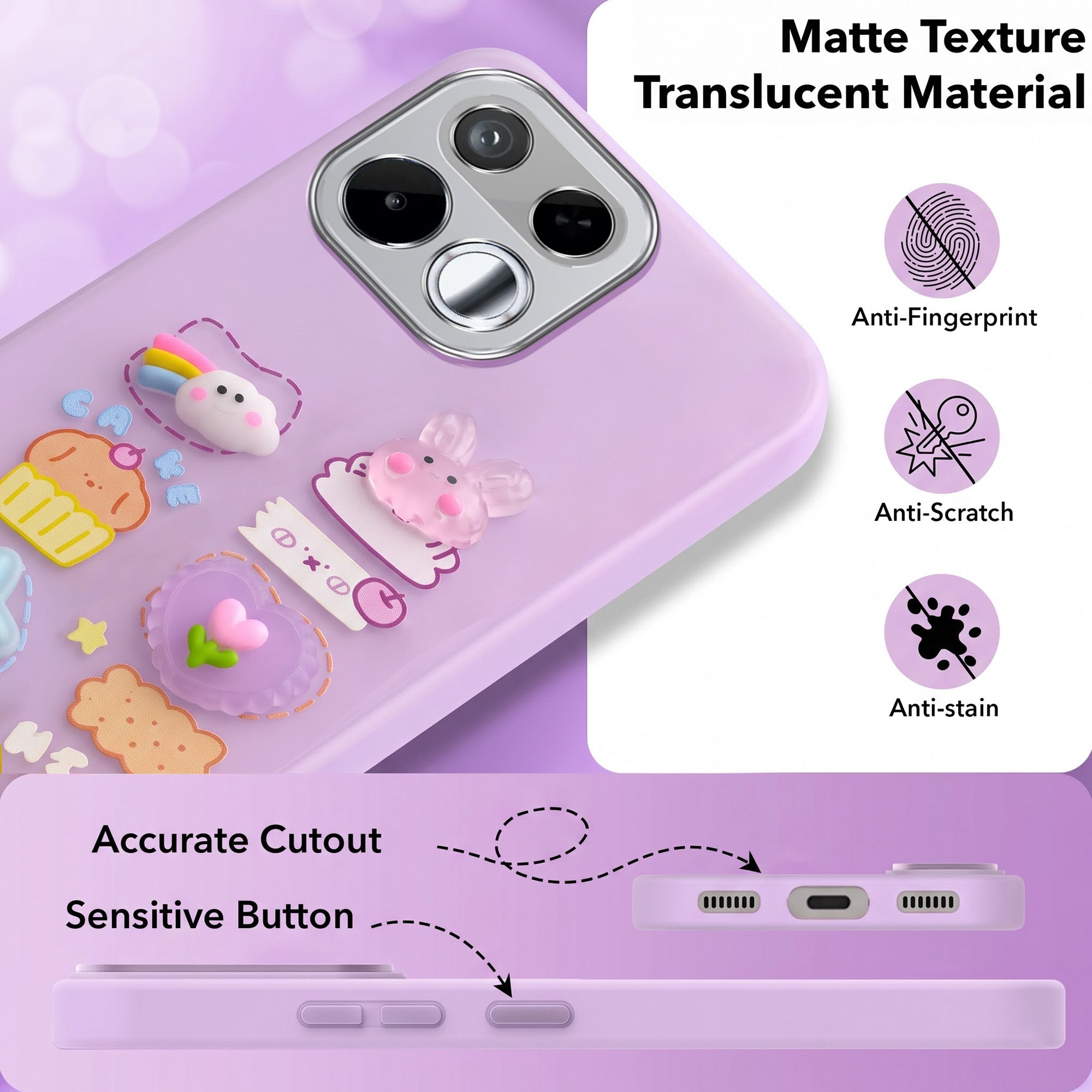 For Realme 16T 5G Back Cover Case (3D Cute Cartoons | Hard Back Side Soft | Matte Premium Finish | HD Printing)
