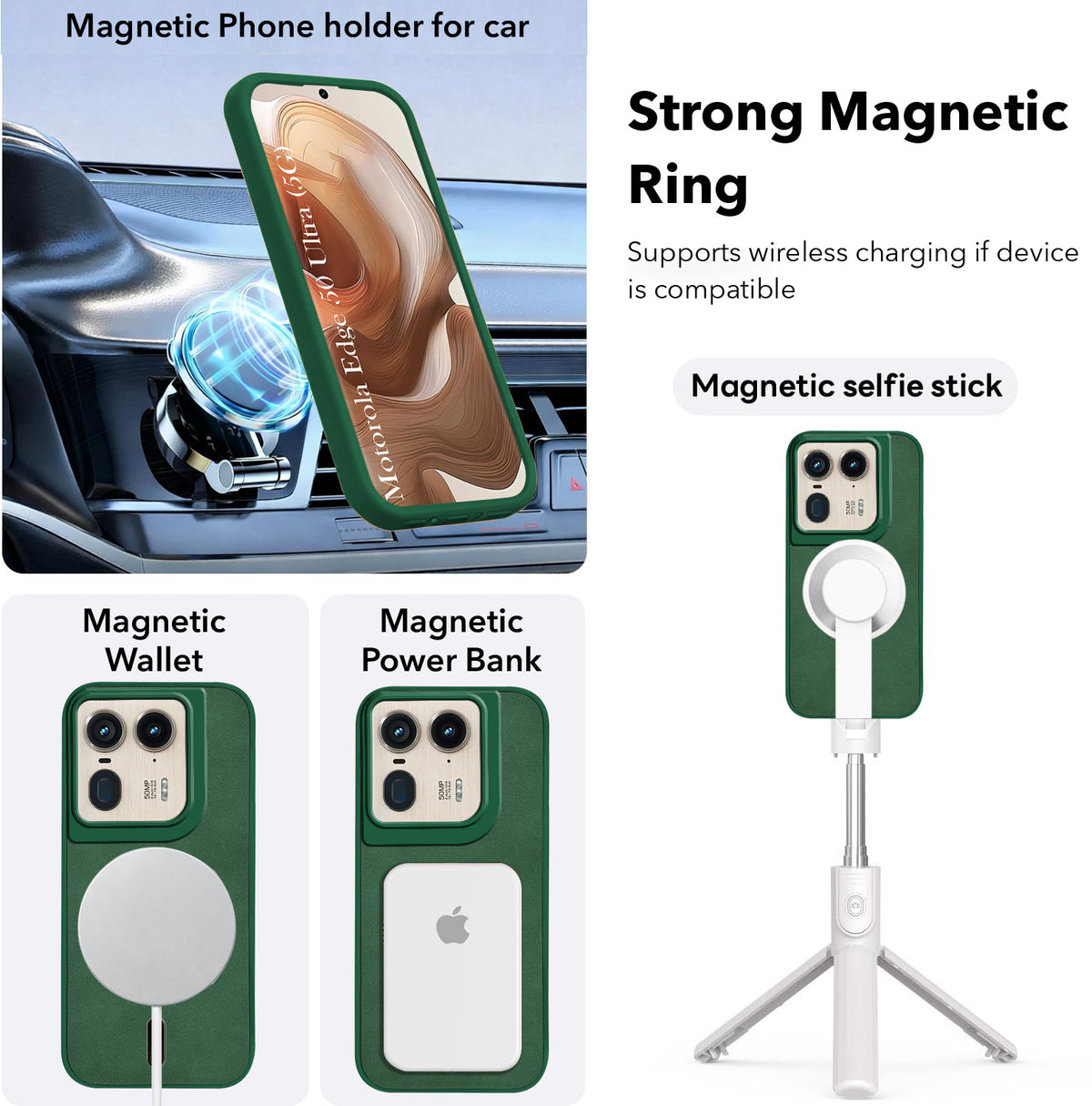 For Motorola Moto Edge 50 Ultra 5G Back Case Cover Leather Finish (MagSafe Compatible Wireless Charging | Soft Touch | Camera Bump Protection)