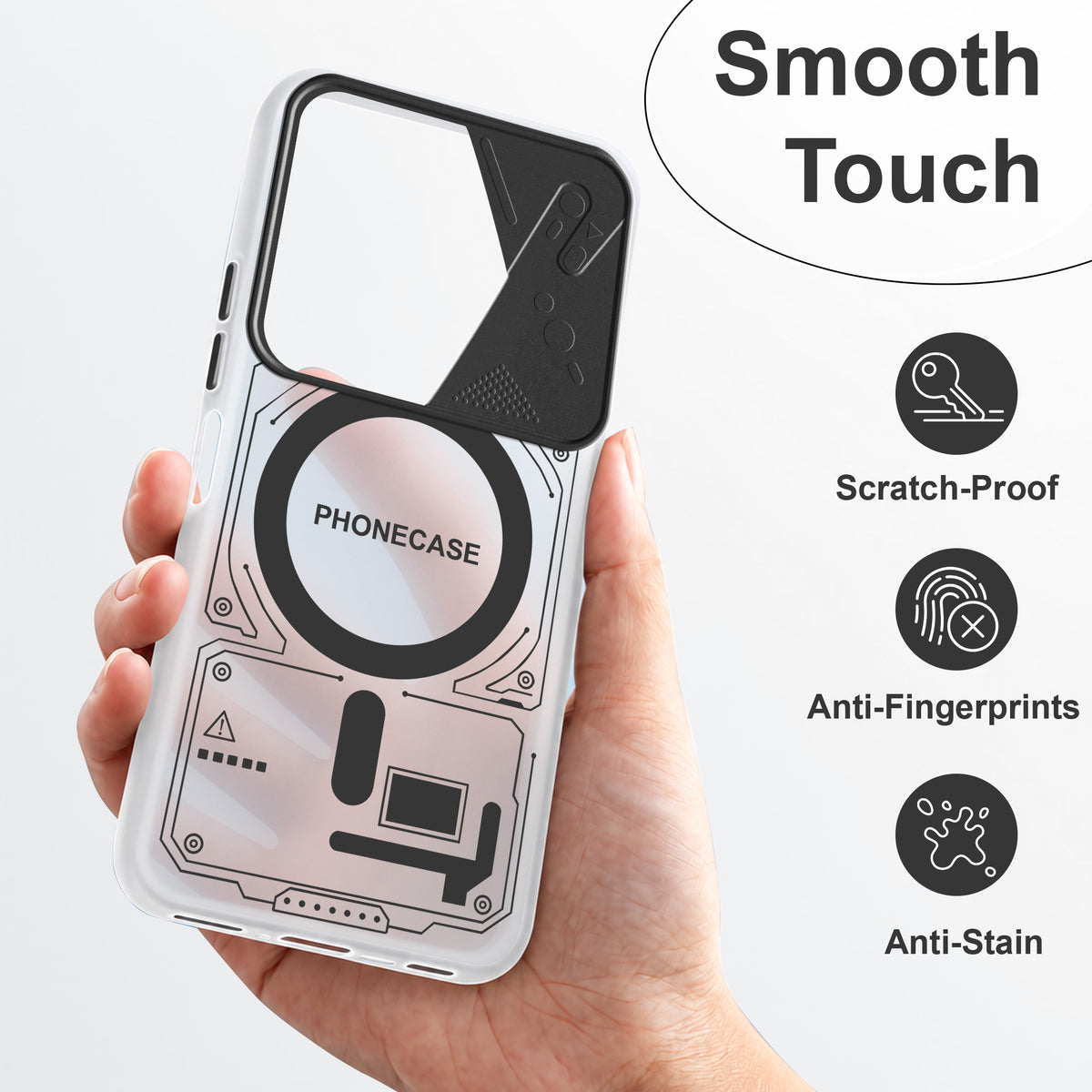 For Vivo iQOO Z10x Metallic Back Cover Case (Metallic Camera Protection & Buttons | Translucent Milky Shade | Hard Polycarbonate)