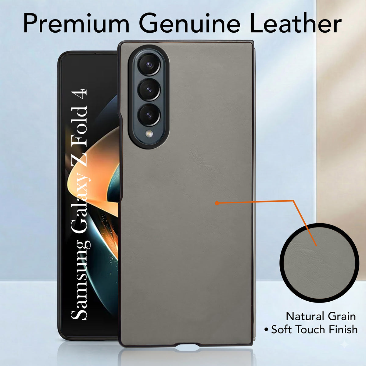 For Samsung Galaxy Z Fold 4 5G Premium Cover Case (Soft Leather Touch | Interior Protective Cloth | Slim 360* Protection)