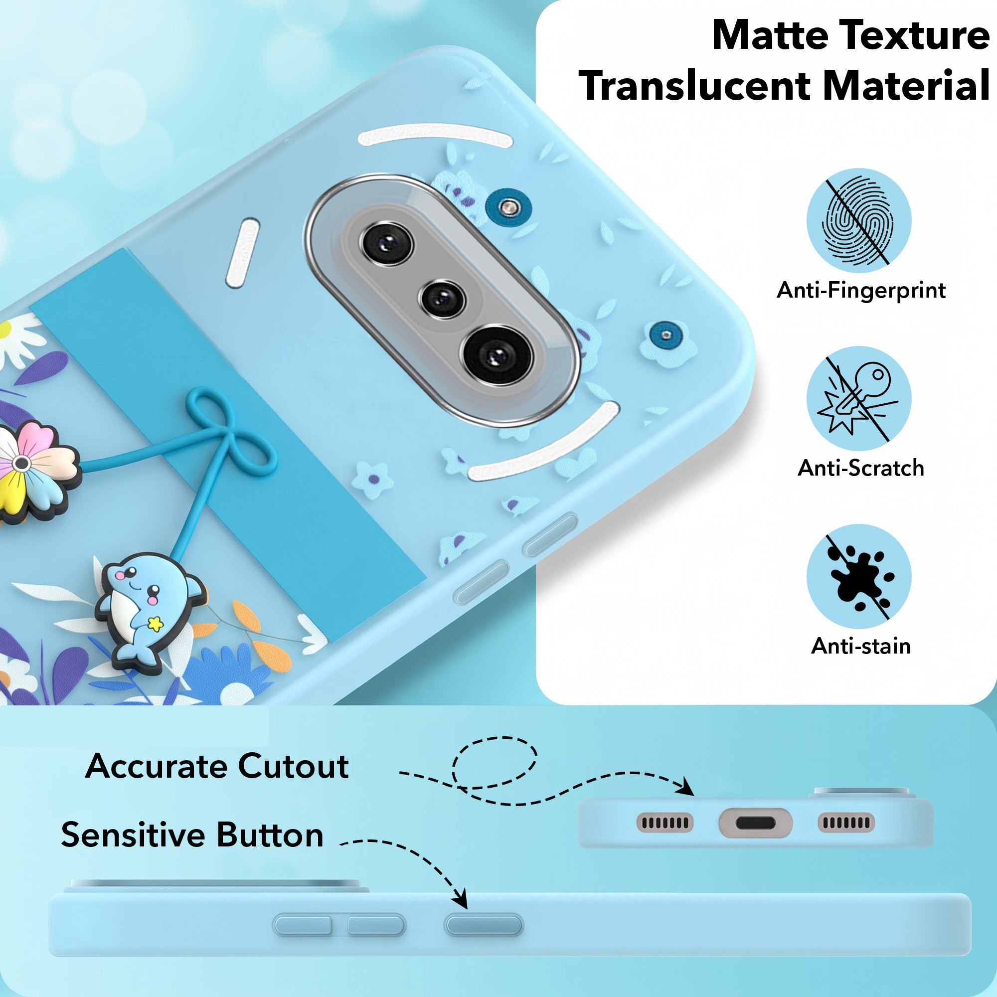 For Nothing Phone 3A 5G Back Cover Case (3D Cute Cartoons | Hard Back Side Soft | Matte Premium Finish | HD Printing)