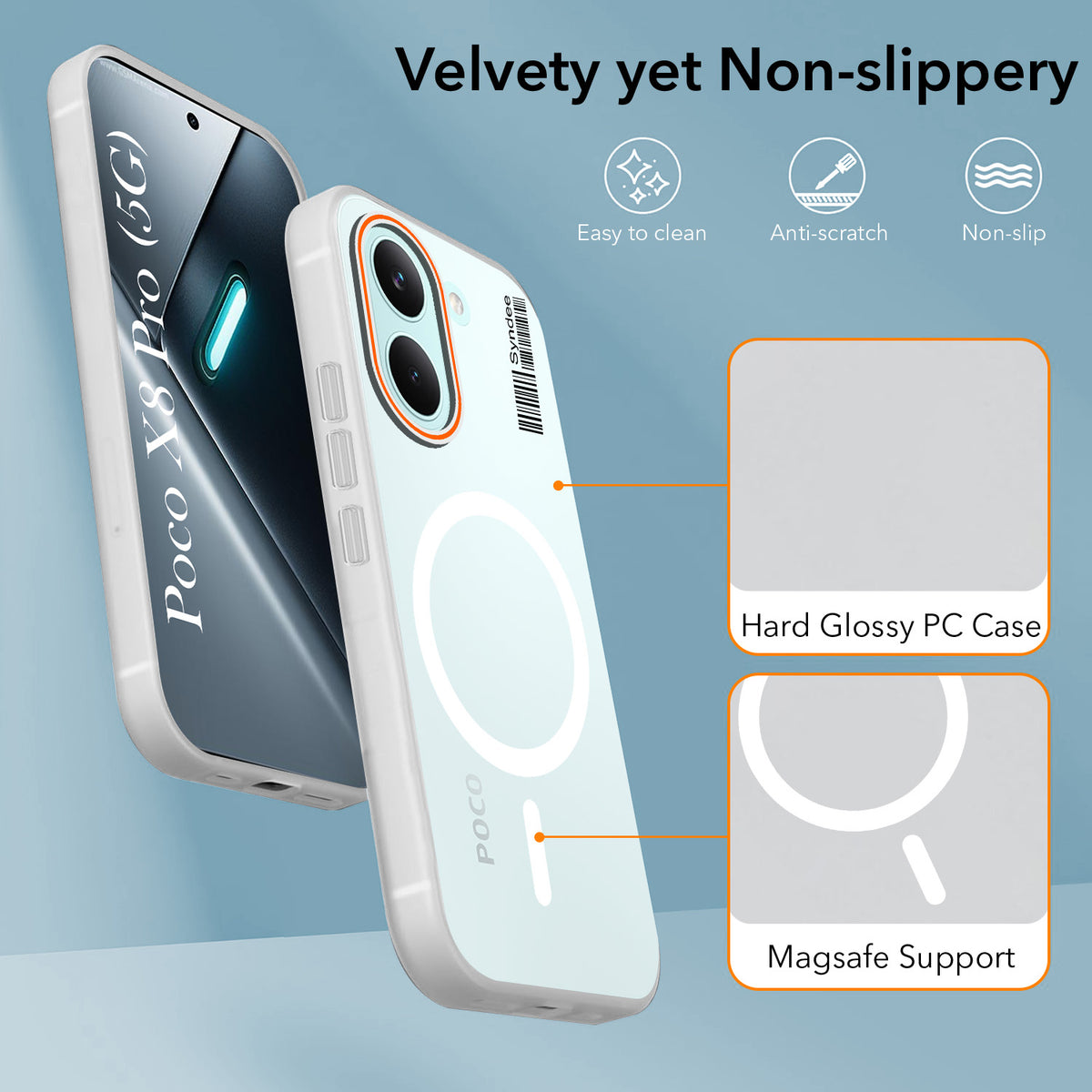 For Poco X8 Pro Back Cover Case (Soft Touch | Camera Bump Protection | MagSafe Compatible | Matte Finish)