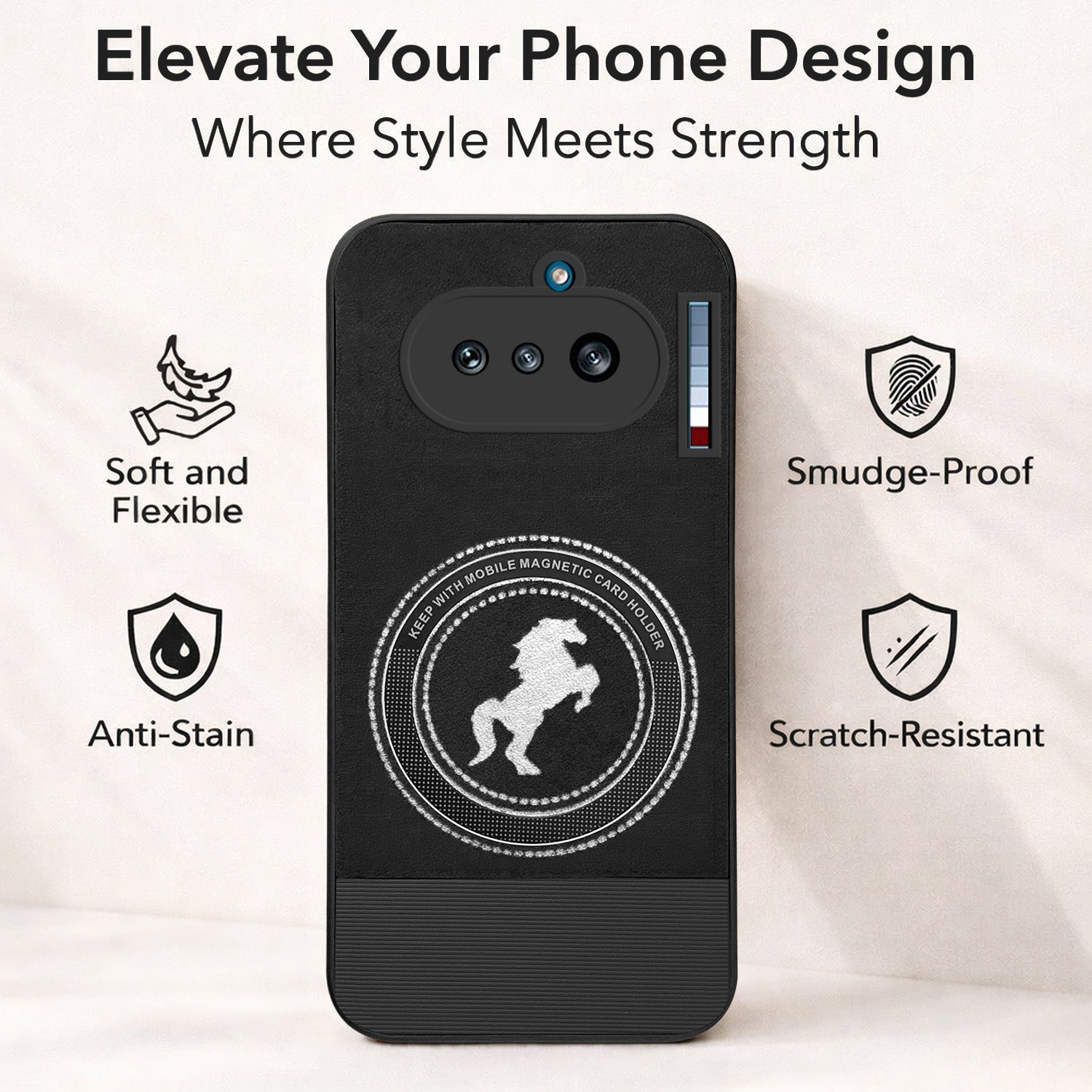 For Nothing Phone 4A 5G Back Cover Case PU Leather Finish (Professional Minimalist Texture | MagSafe Compatile | Camera Protection | Sleek Sober Formal)
