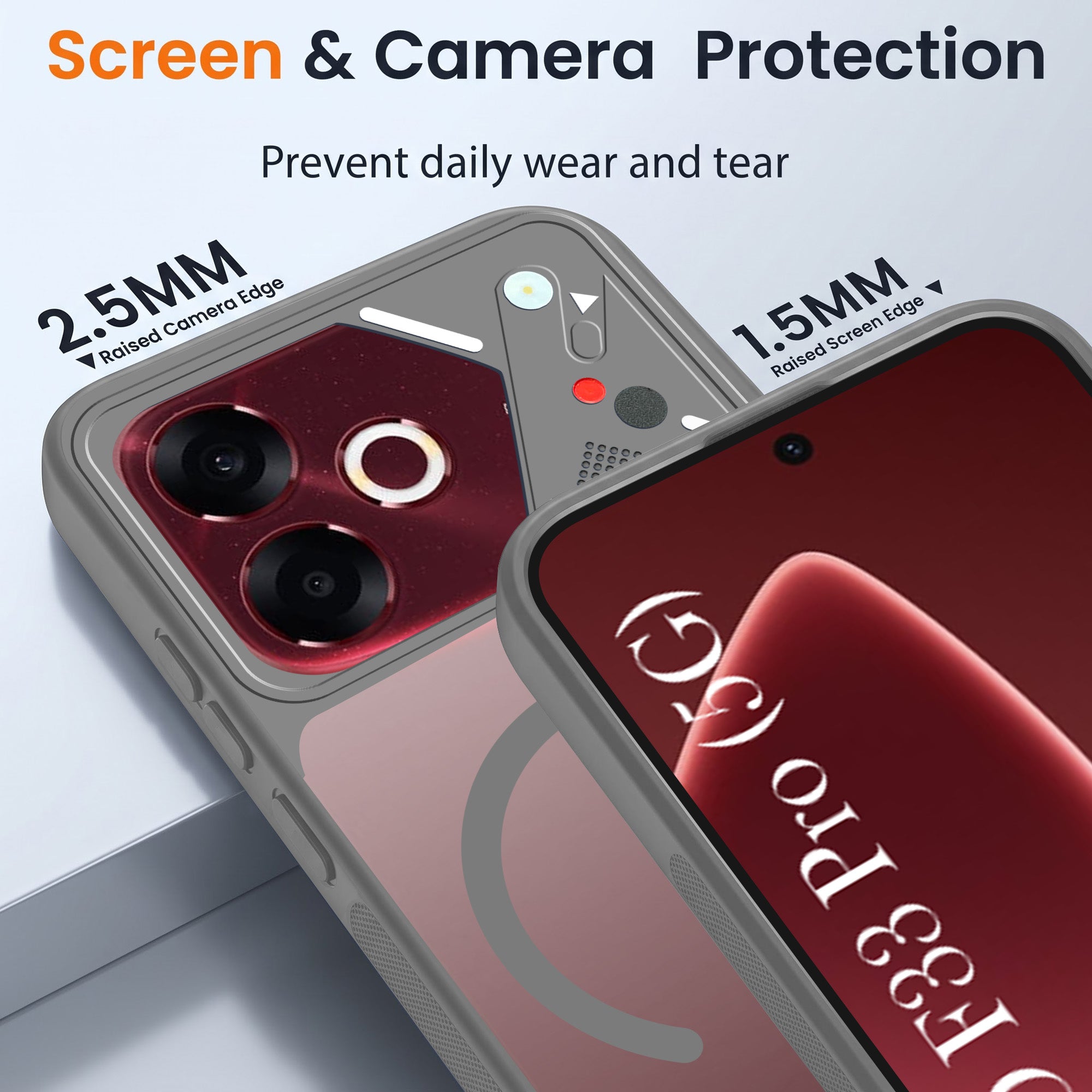 For Oppo F33 Pro 5G Back Cover Case Lifetime Anti-Yellow Clear (Camera Protection | Side Grip | Wireless MagSafe Compatible)