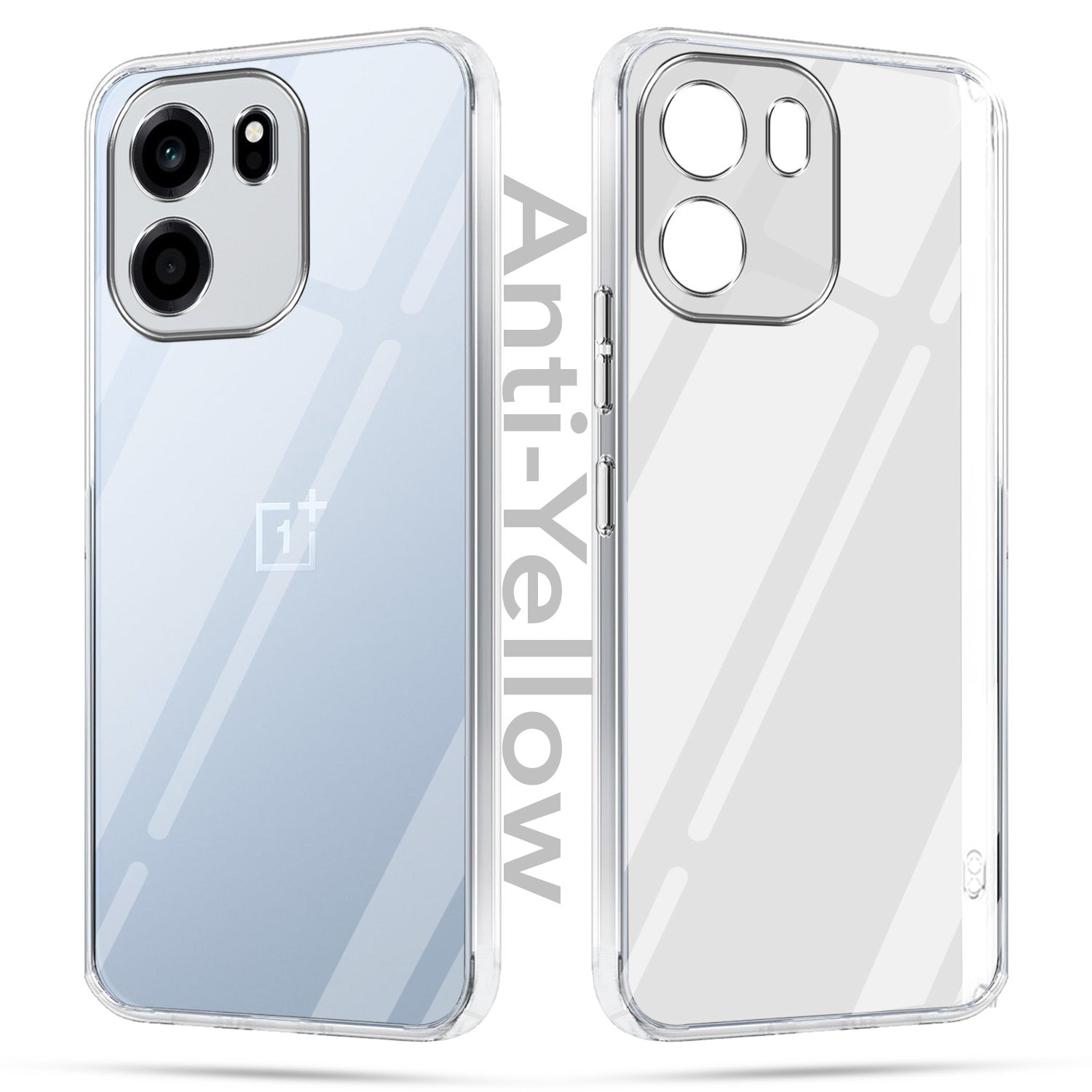 For Oneplus Nord CE 6 Combo with Back Cover and 9H Tempered Glass (Lifetime Anti-Yellow | Sleek Hard Crystal | Oleophobic Coating Screen Glass)