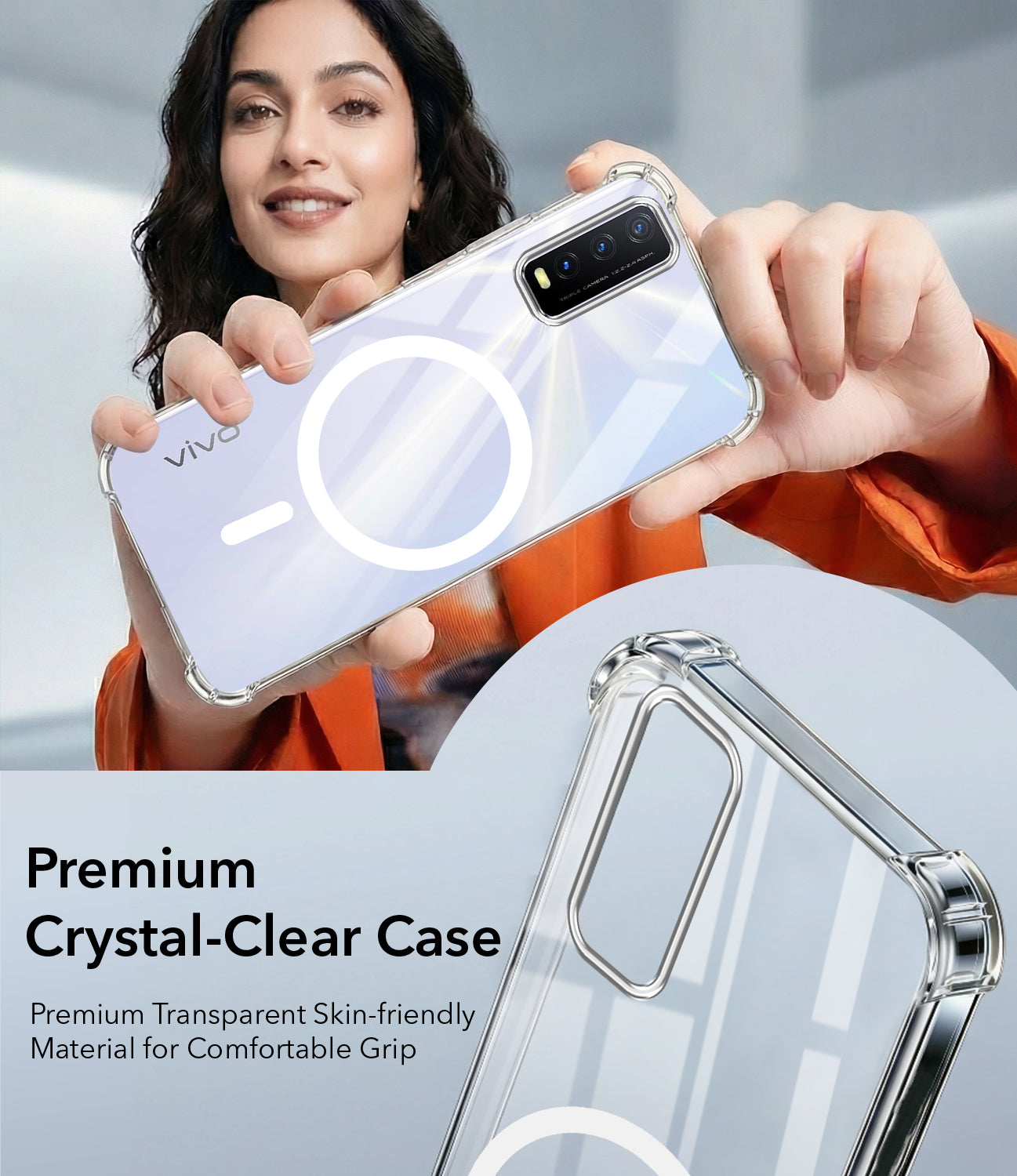 For Vivo Y20A | Y20T | Y20G Back Cover Shockproof Crystal-Clear (Magsafe Wireless Support | Drop & Camera Protection | Hard Polycarbonate)