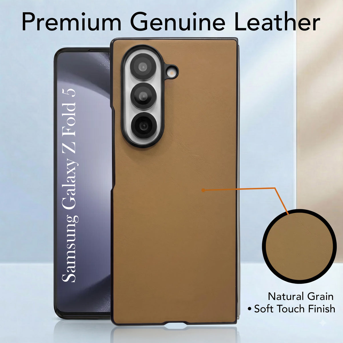 For Samsung Galaxy Z Fold 5 Premium Cover Case (Soft Leather Touch | Interior Protective Cloth | Slim 360* Protection)