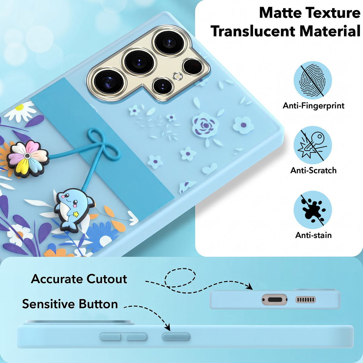 For Samsung Galaxy S24 Ultra Back Cover Case (3D Cute Cartoons | Hard Back Side Soft | Matte Premium Finish | HD Printing)