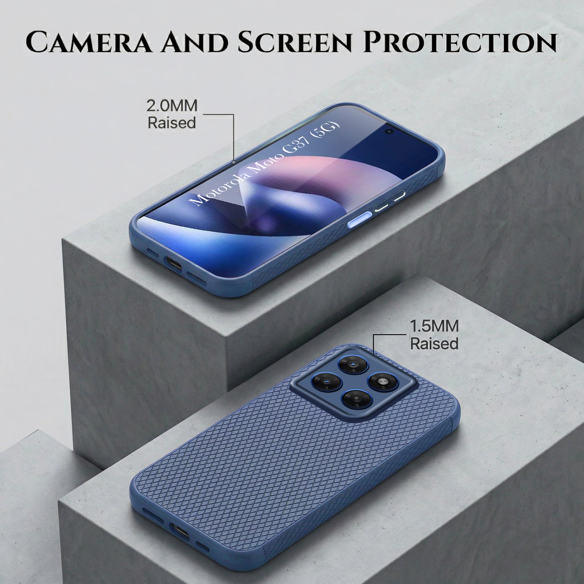 For Motorola Moto G37 Combo with Back Cover and 9H Tempered Glass (Liquid Silicone | Camera Protection | Oleophobic Coating Screen Glass)