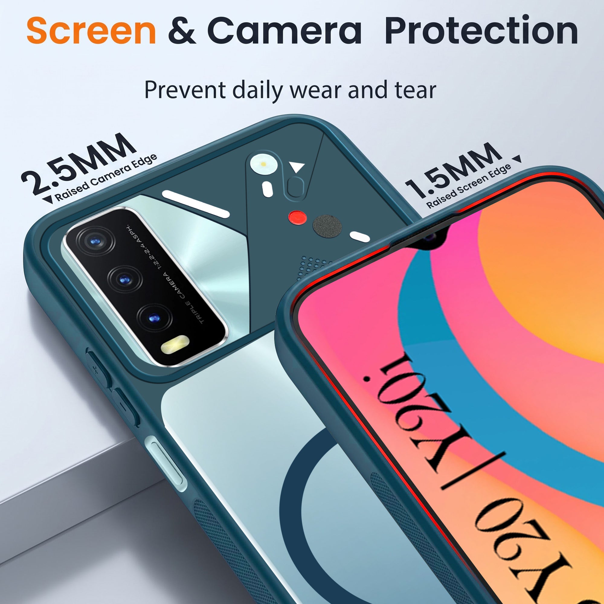 For Vivo Y20 | Y20i Back Cover Case Lifetime Anti-Yellow Clear (Camera Protection | Side Grip | Wireless MagSafe Compatible)