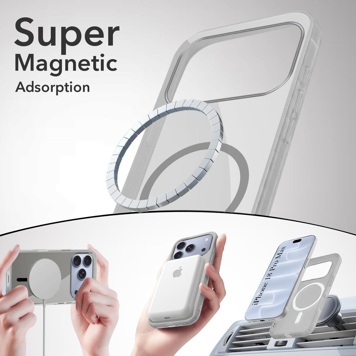 For Apple iPhone 18 Pro Max Back Cover Case Lifetime Anti-Yellow MagSafe Compatible Clear (Sleek Hard Crystal | Shockproof and Camera Protection)