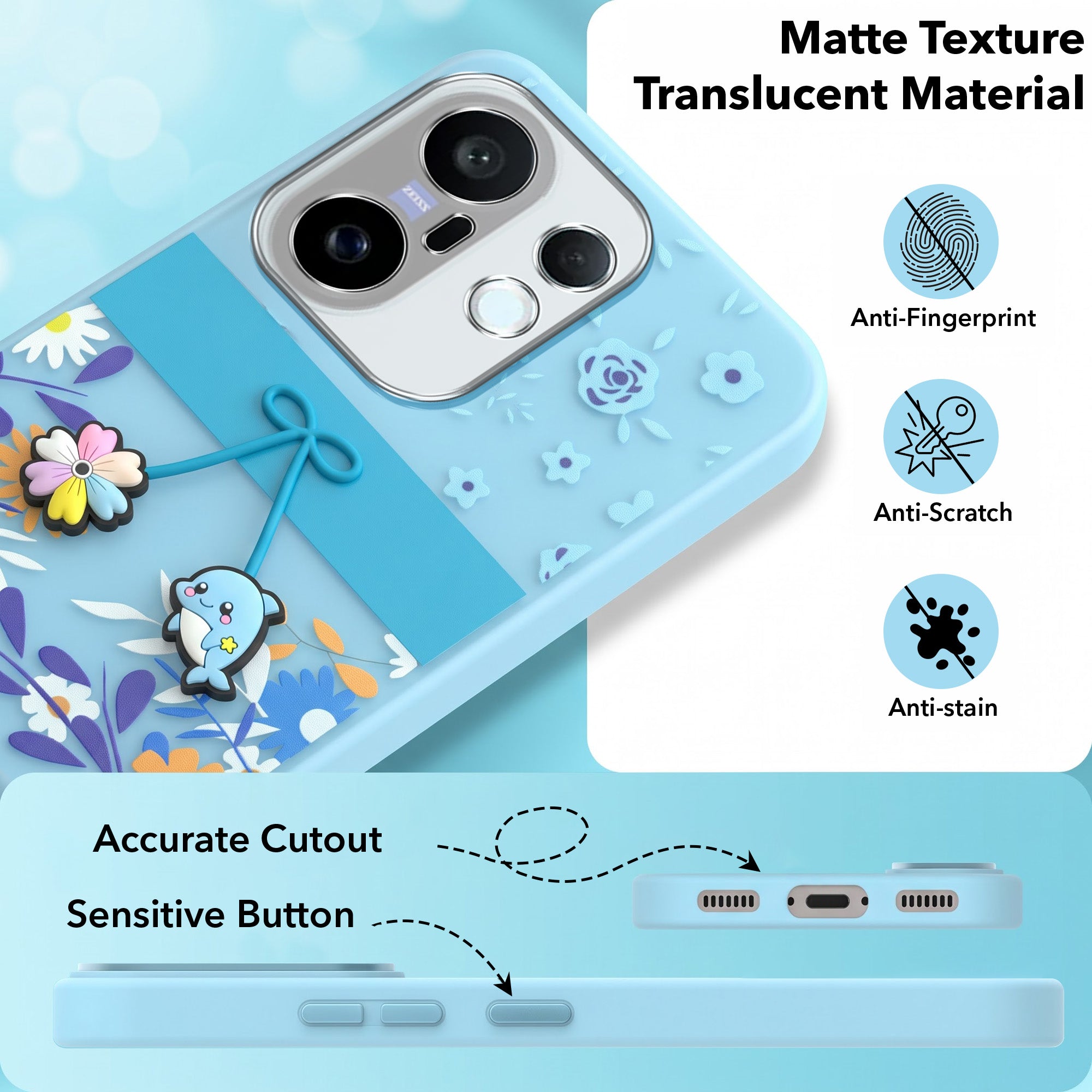 For Vivo X200 FE Back Cover Case (3D Cute Cartoons | Hard Back Side Soft | Matte Premium Finish | HD Printing)