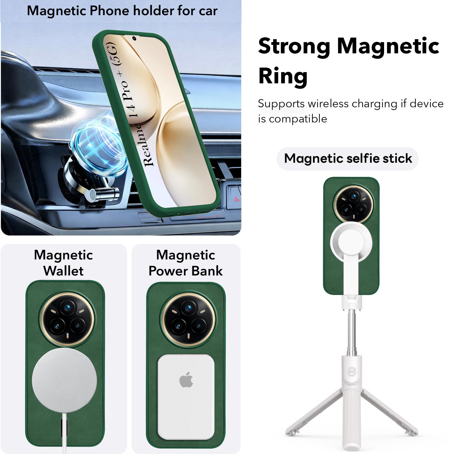 For Realme 14 Pro Plus 5G Back Cover Case Leather Finish (MagSafe Compatible Wireless Charging | Soft Touch | Camera Bump Protection)