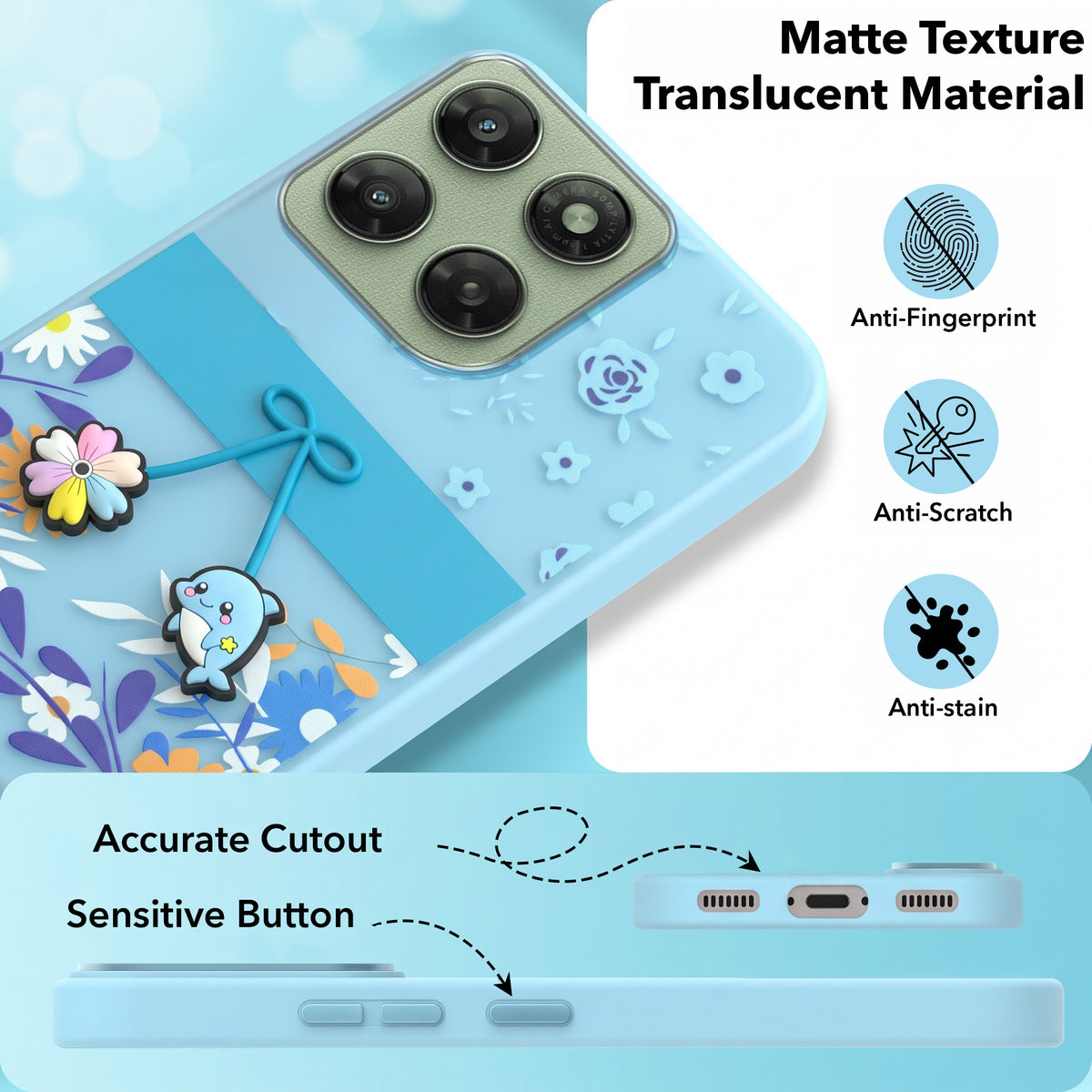 For Motorola Moto G77 Power Back Cover Case (3D Cute Cartoons | Hard Back Side Soft | Matte Premium Finish | HD Printing)