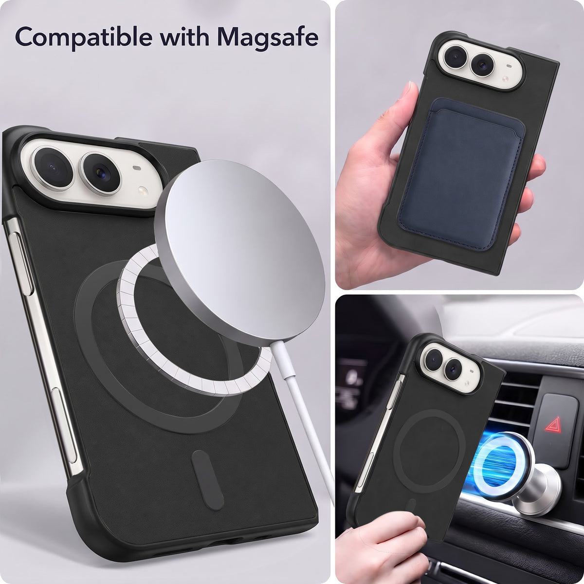 For Apple iPhone Duo Back Cover Case Leather Finish (MagSafe Wireless Charging Compatible | Inside Microfiber Cloth)