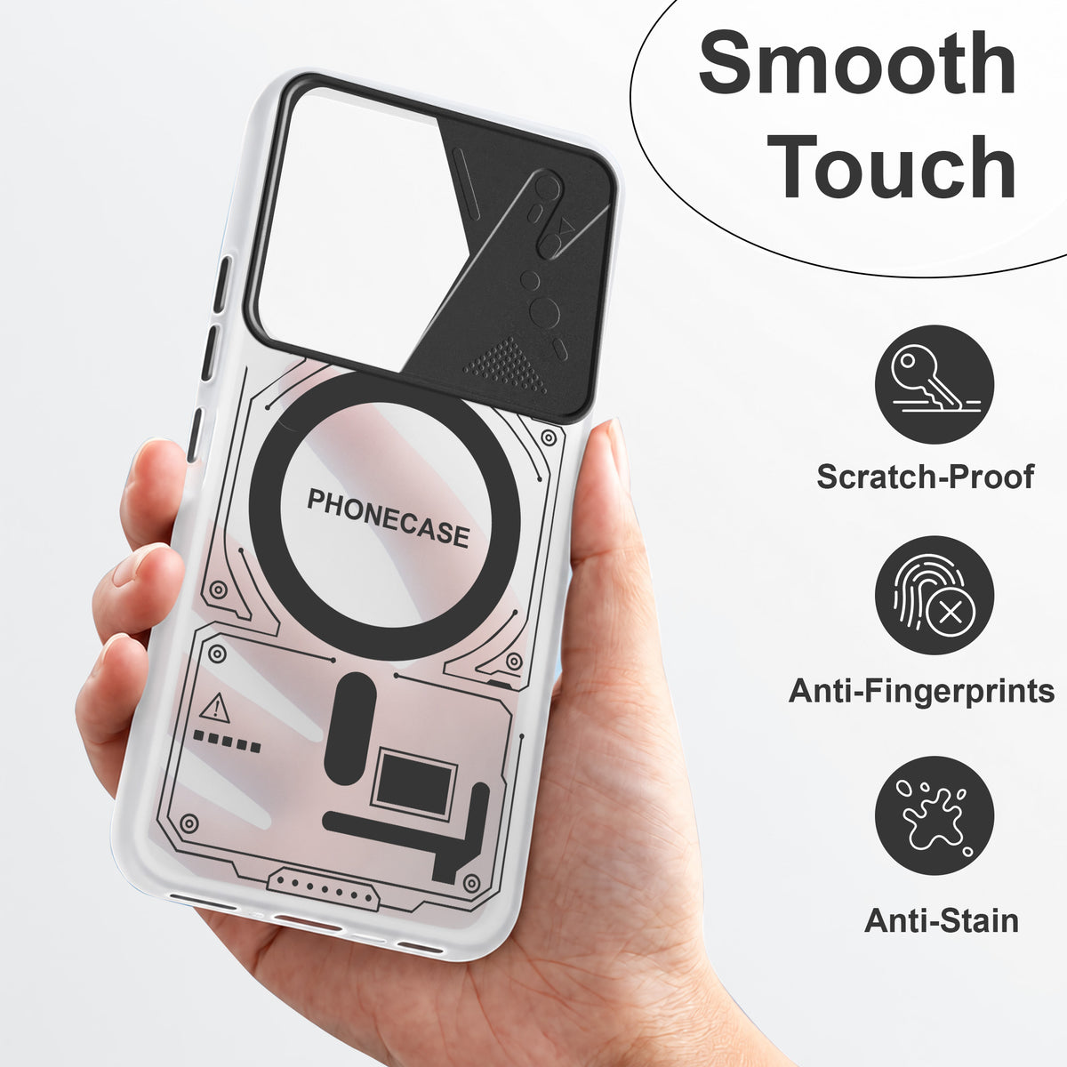 For Vivo T2 Metallic Back Cover Case (Metallic Camera Protection & Buttons | Translucent Milky Shade | Hard Polycarbonate)