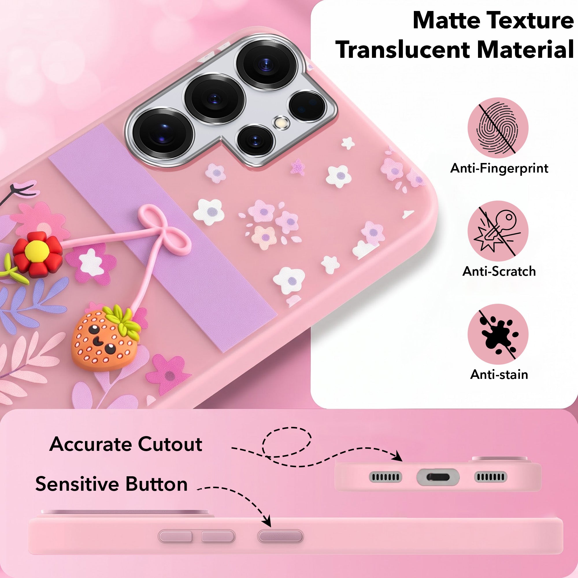 For Samsung Galaxy S25 Ultra Back Cover Case (3D Cute Cartoons | Hard Back Side Soft | Matte Premium Finish | HD Printing)