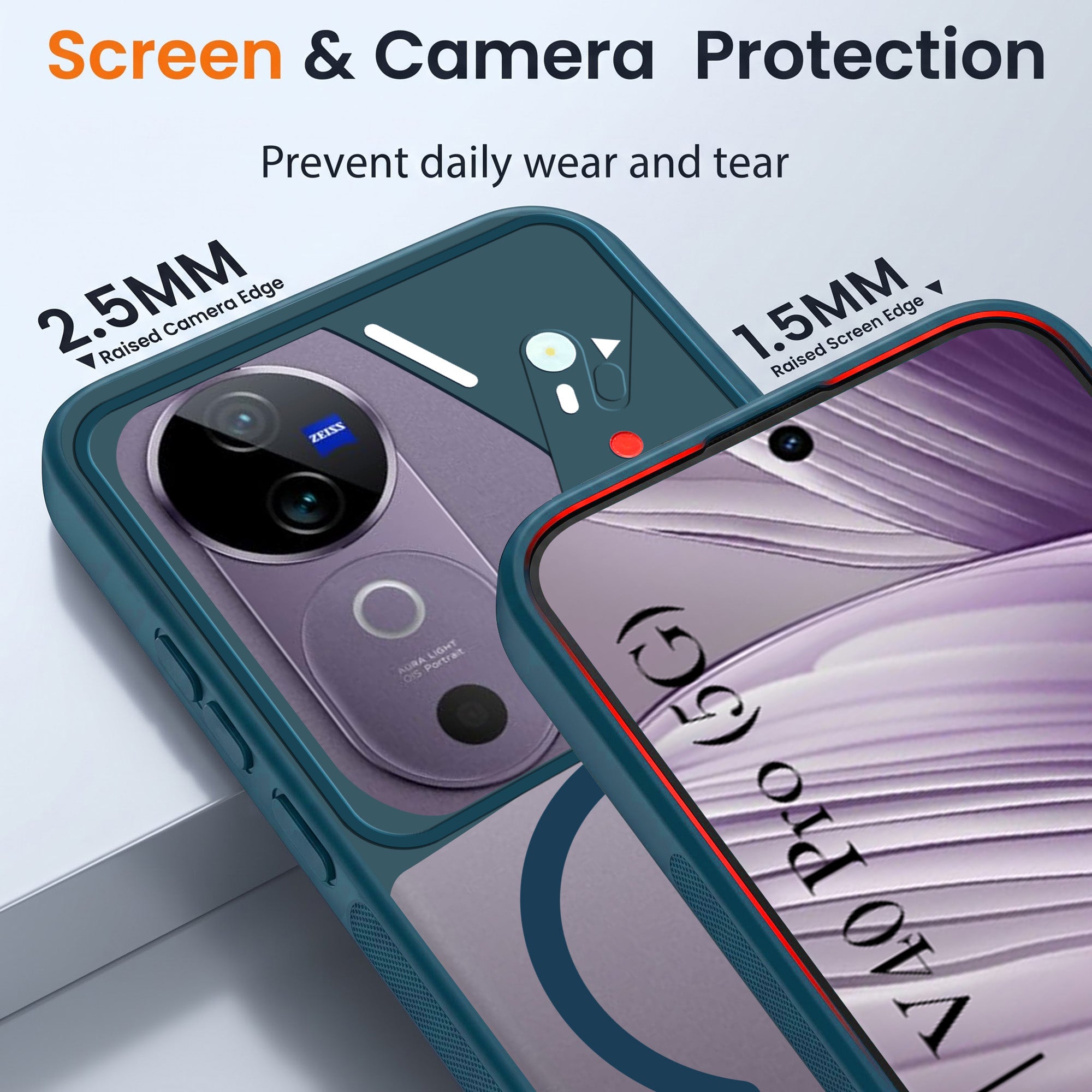 For Vivo V40 | Vivo V40 Pro Back Cover Case Lifetime Anti-Yellow Clear (Camera Protection | Side Grip | Wireless MagSafe Compatible)