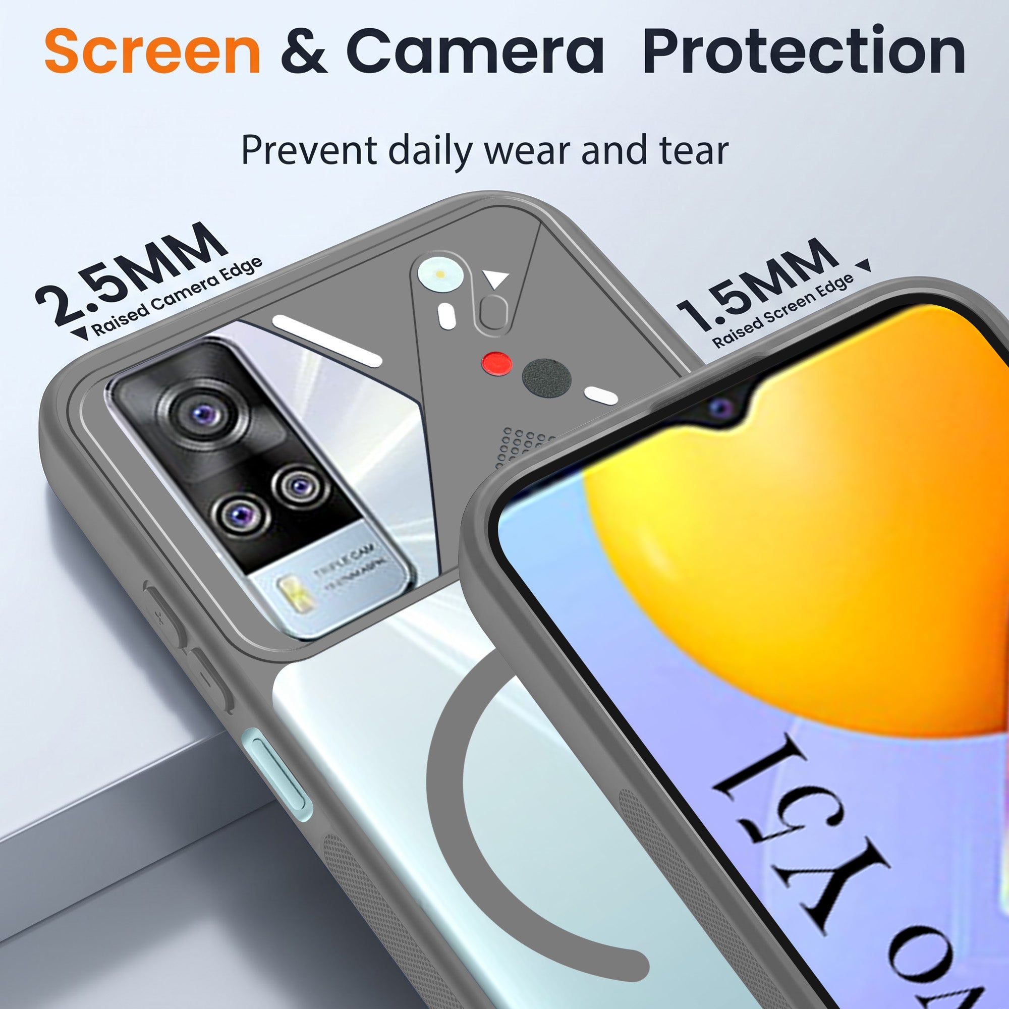 For Vivo Y51 (2020) Back Cover Case Lifetime Anti-Yellow Clear (Camera Protection | Side Grip | Wireless MagSafe Compatible)