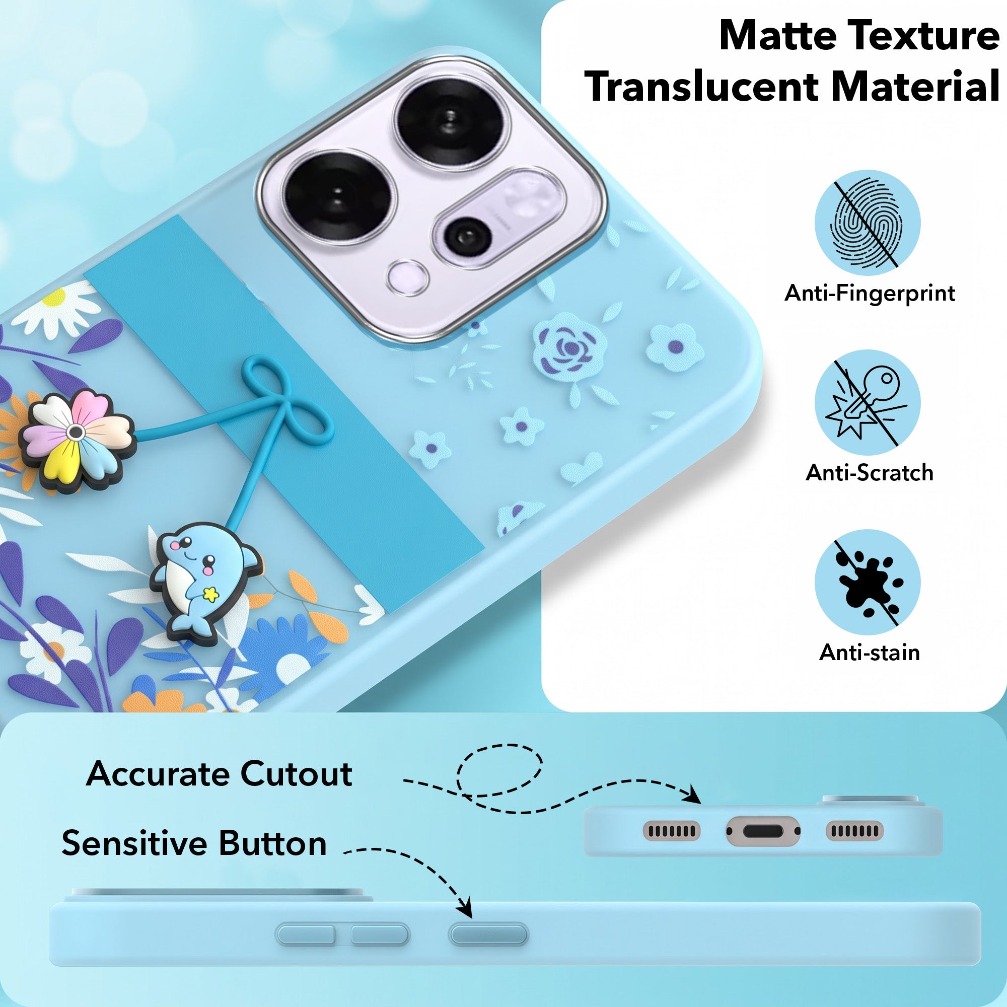 For Oppo Reno14 5G | Oppo Reno 14 5G Back Cover Case (3D Cute Cartoons | Hard Back Side Soft | Matte Premium Finish | HD Printing)