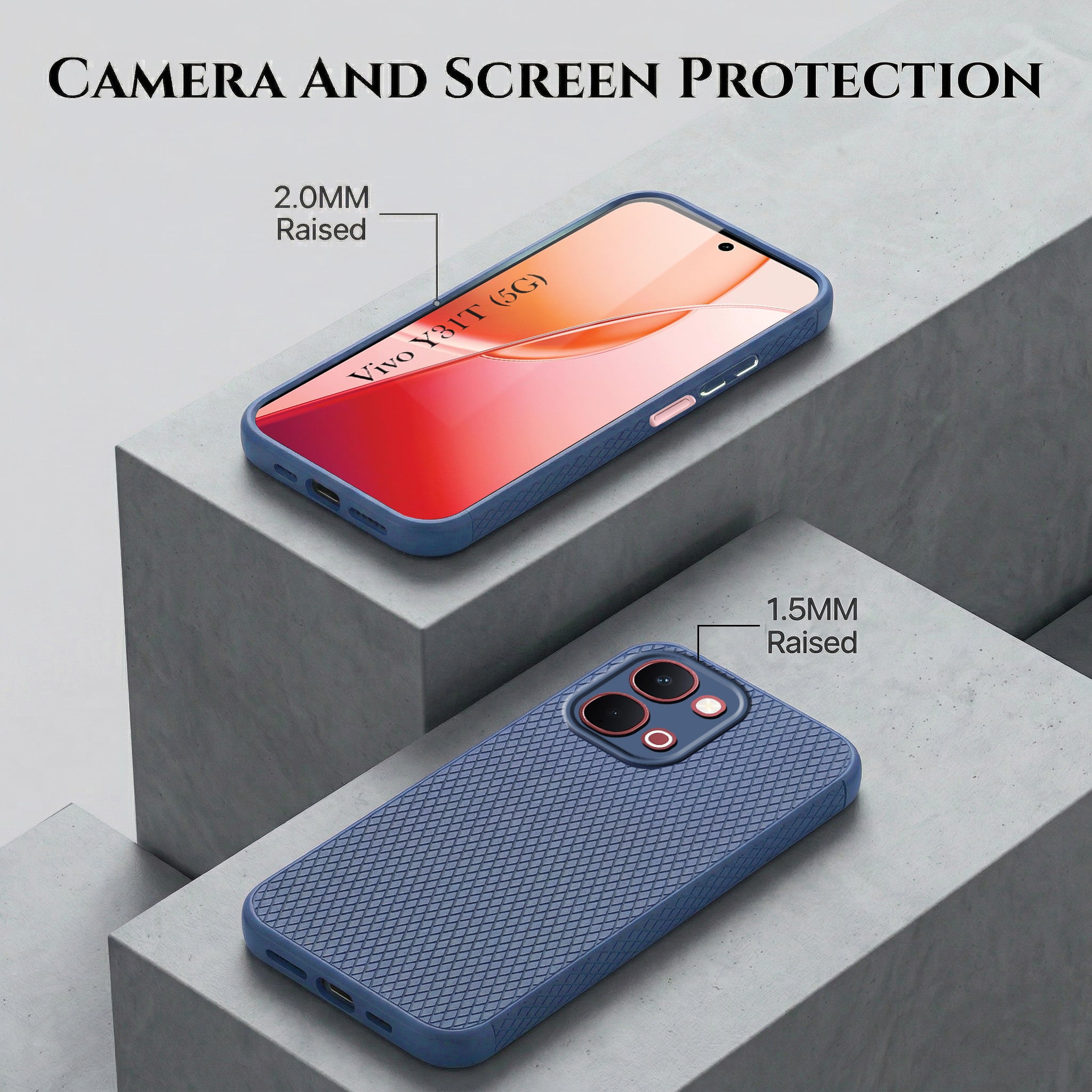 For Vivo Y31T 5G Combo with Back Cover and 9H Tempered Glass (Liquid Silicone | Camera Protection | Oleophobic Coating Screen Glass)