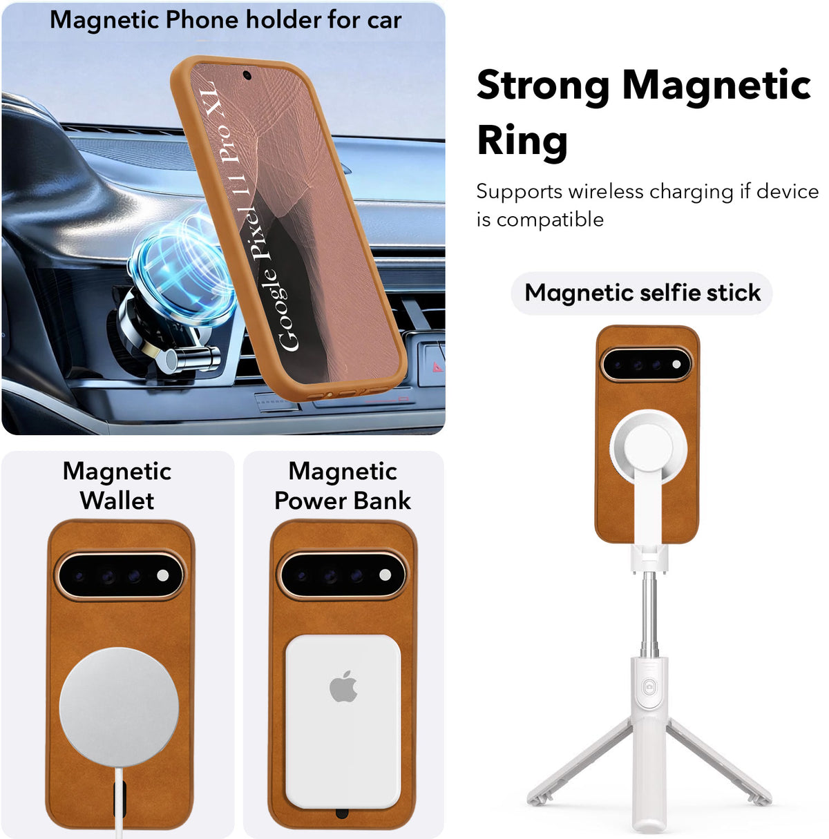 For Google Pixel 11 Pro XL Back Cover Case Leather Finish (MagSafe Compatible Wireless Charging | Soft Touch | Camera Bump Protection)