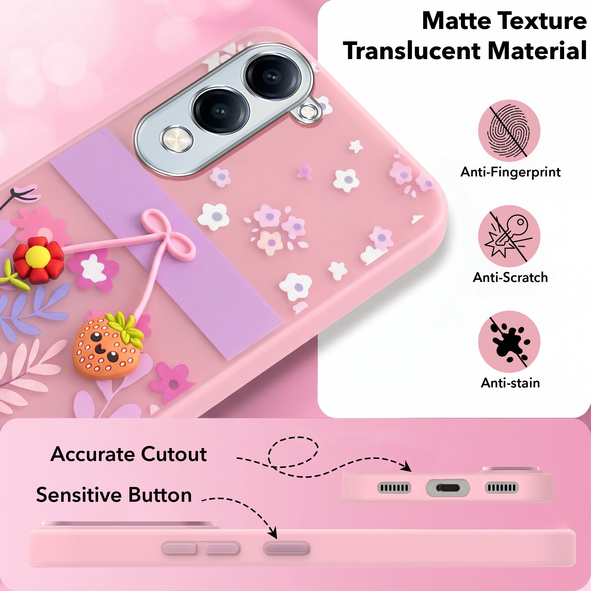 For Vivo iQOO Z10 Lite Back Cover Case (3D Cute Cartoons | Hard Back Side Soft | Matte Premium Finish | HD Printing)