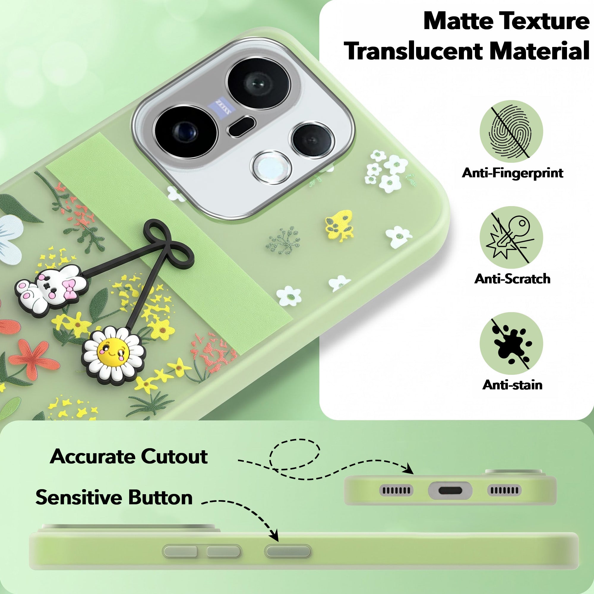 For Vivo X200 FE Back Cover Case (3D Cute Cartoons | Hard Back Side Soft | Matte Premium Finish | HD Printing)