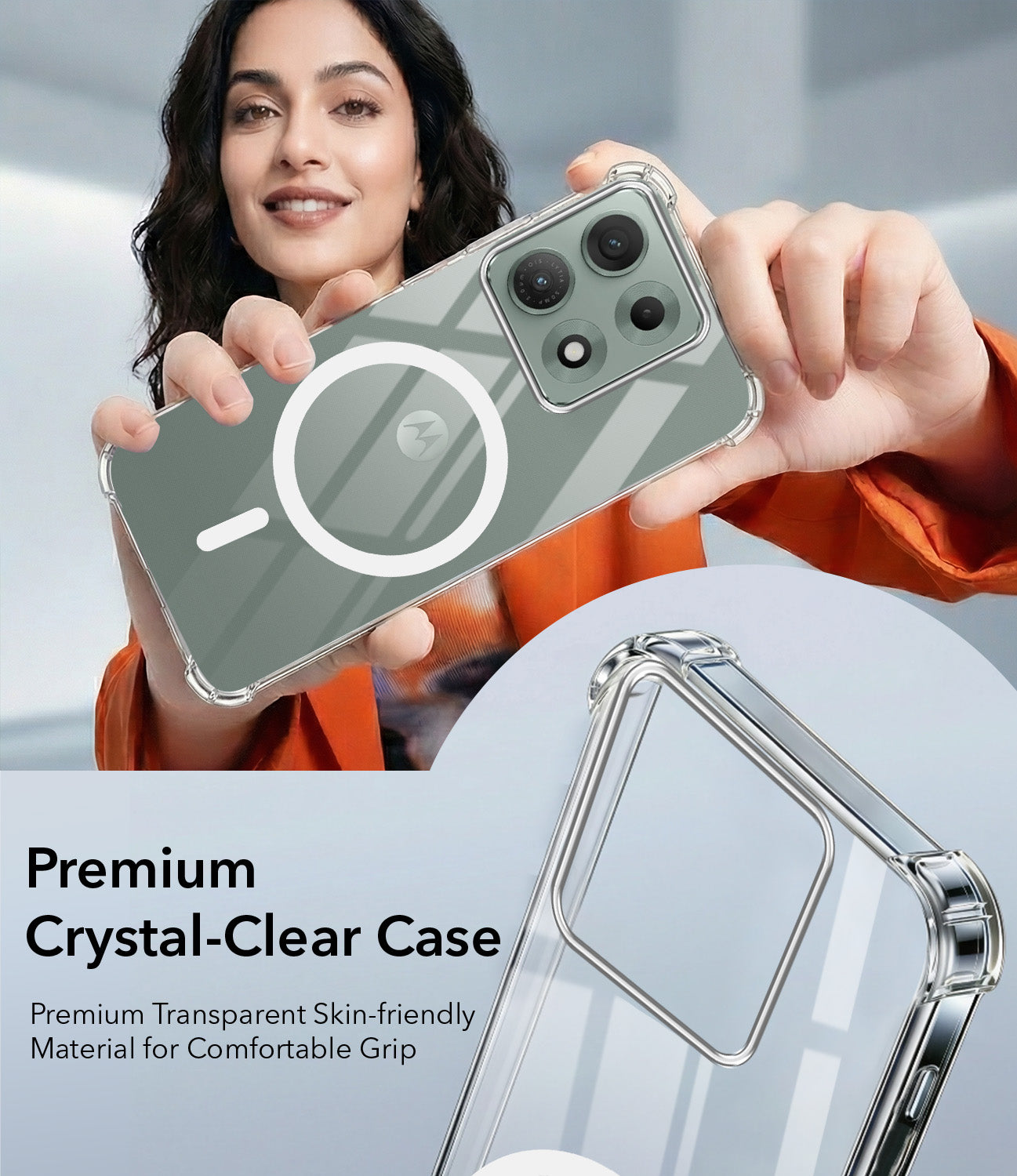 For Motorola Moto Edge 70 Max Back Cover Shockproof Crystal-Clear (Magsafe Wireless Support | Drop & Camera Protection | Hard Polycarbonate)
