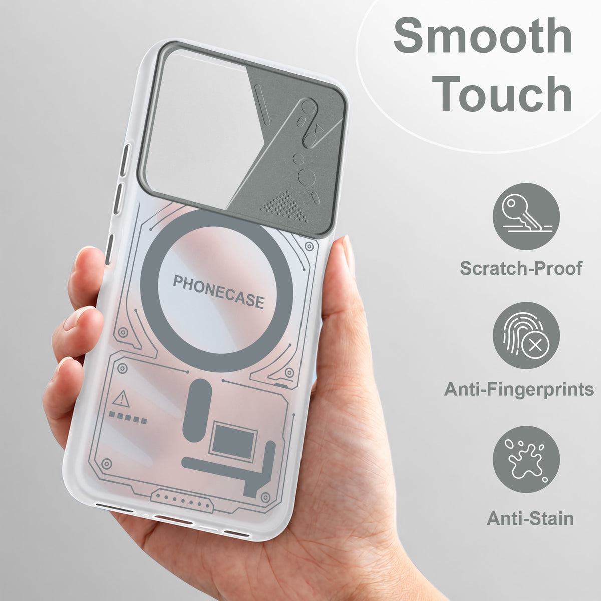 For Vivo T2 Metallic Back Cover Case (Metallic Camera Protection & Buttons | Translucent Milky Shade | Hard Polycarbonate)