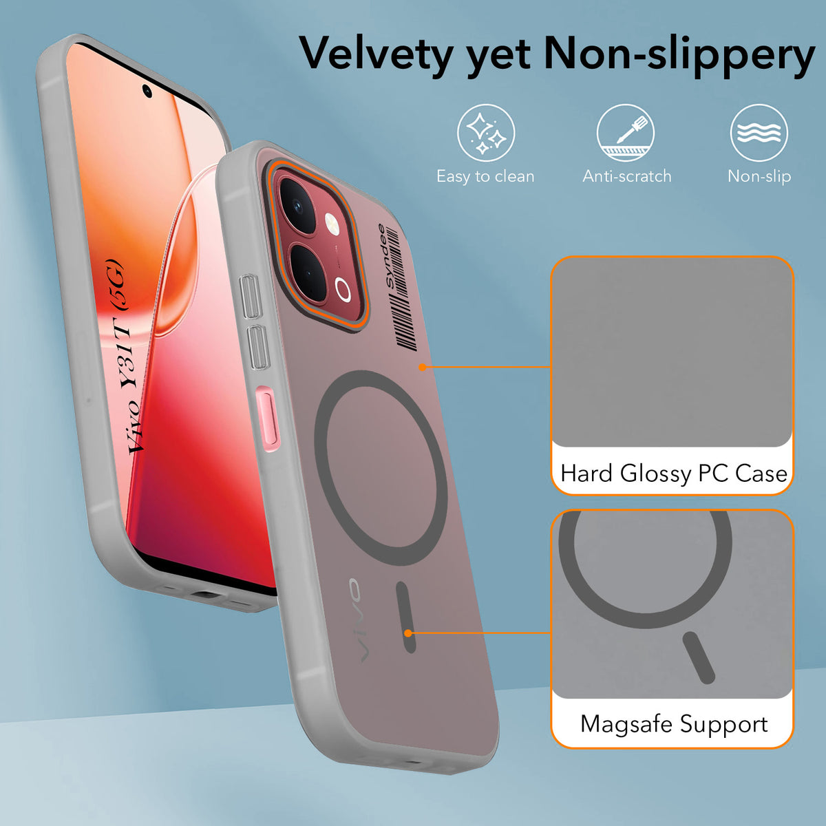 For Vivo Y31T 5G Back Cover Case (Soft Touch | Camera Bump Protection | MagSafe Compatible | Matte Finish)