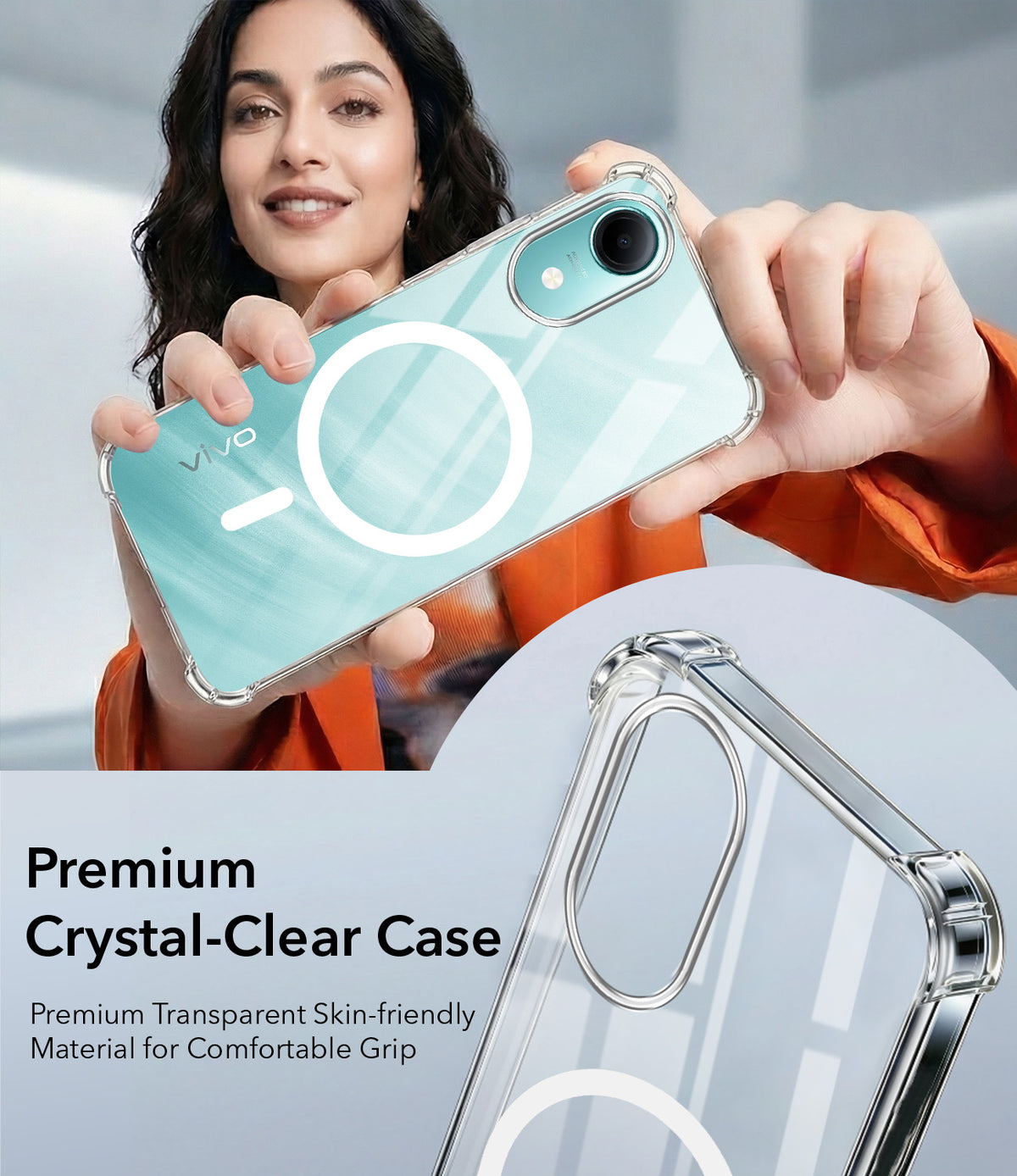 For Vivo T5e 4G Back Cover Shockproof Crystal-Clear (Magsafe Wireless Support | Drop & Camera Protection | Hard Polycarbonate)
