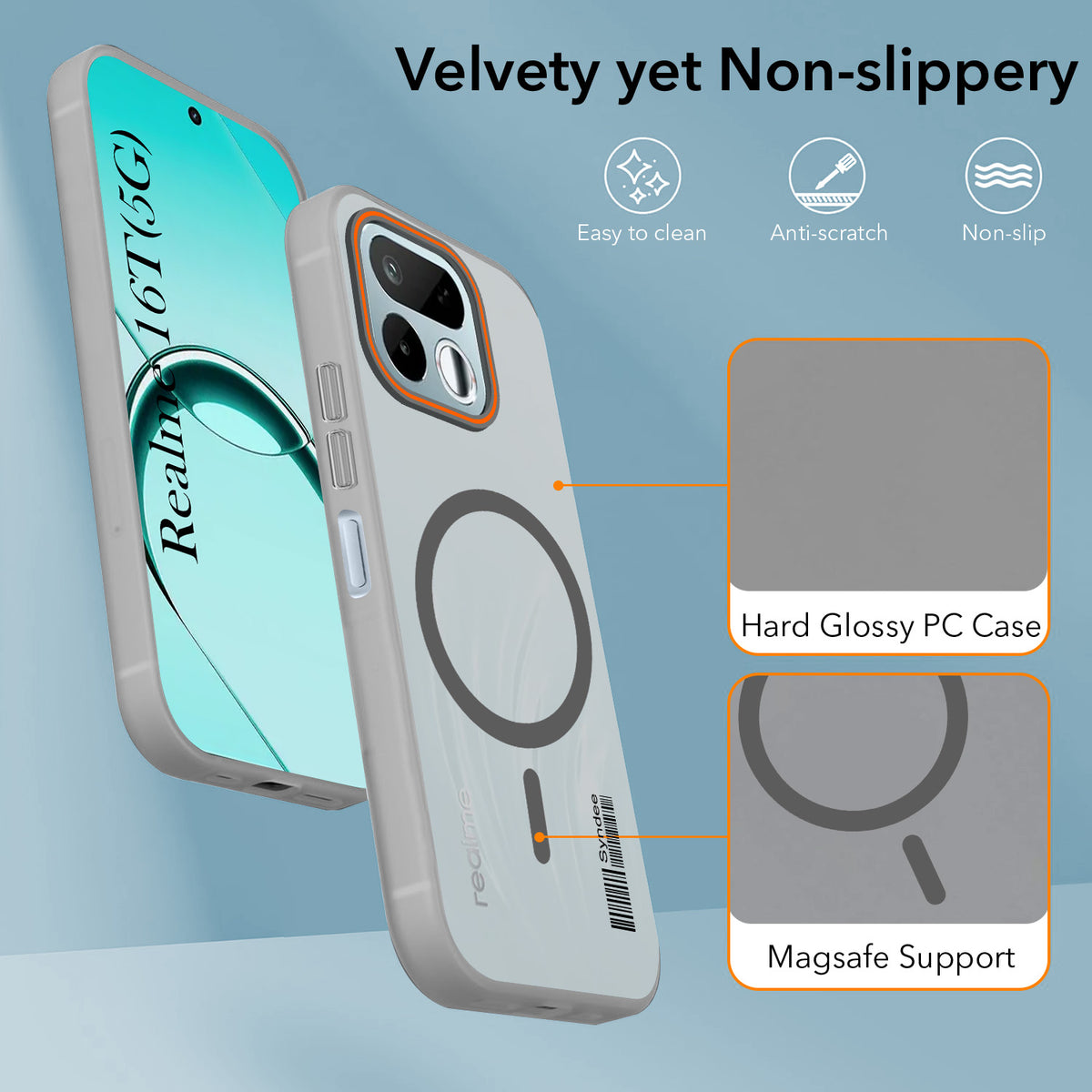 For Realme 16T 5G Back Cover Case (Soft Touch | Camera Bump Protection | MagSafe Compatible | Matte Finish)