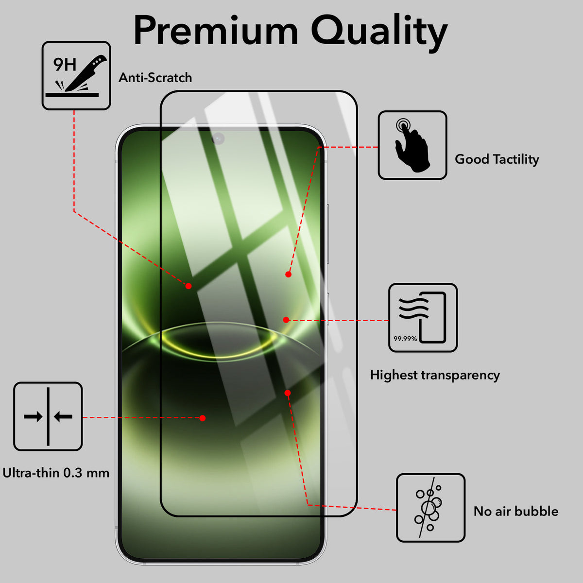 Tempered Glass For Vivo X300 Ultra Military-Grade Gorilla Tempered Glass Screen Protector With Installation Kit | Shatterproof, Full Coverage, HD Clear, Scratch Resistant (Pack of 1)