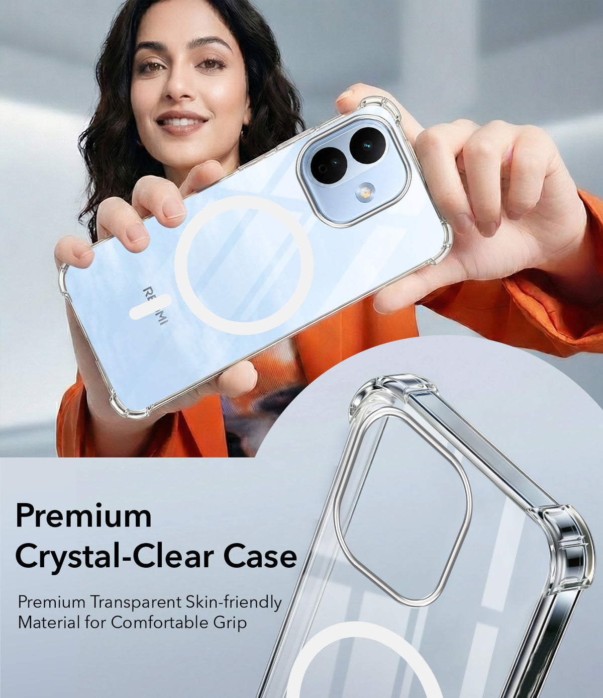 For Redmi Note 17 Pro 5G Back Cover Shockproof Crystal-Clear (Magsafe Wireless Support | Drop & Camera Protection | Hard Polycarbonate)