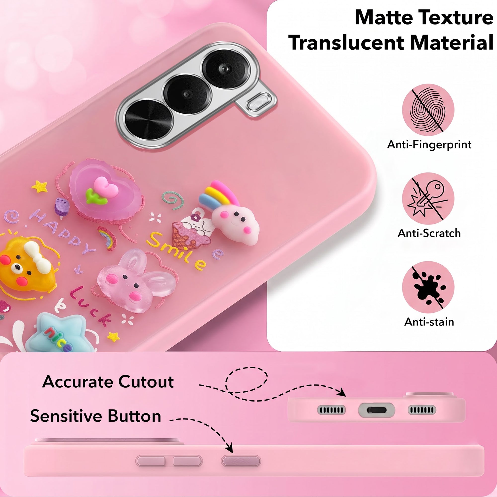 For Realme P4x Back Cover Case (3D Cute Cartoons | Hard Back Side Soft | Matte Premium Finish | HD Printing)
