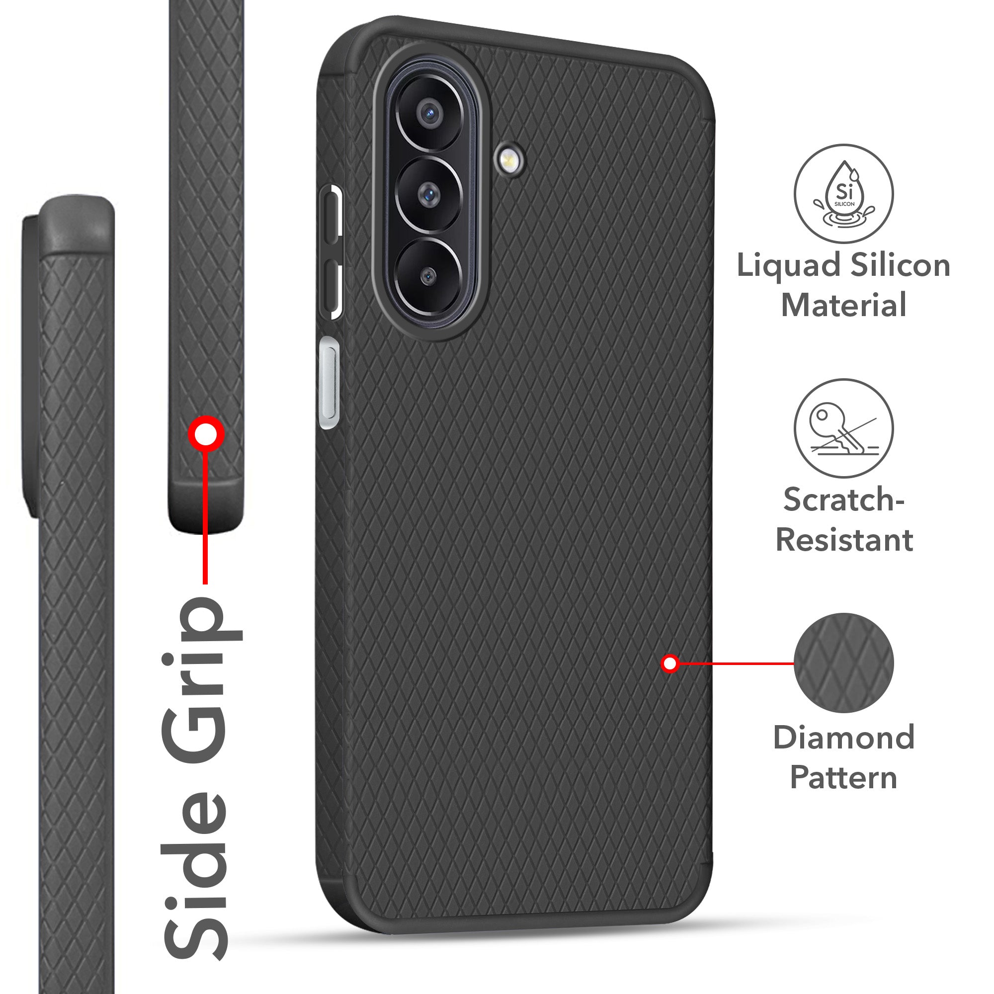 For Samsung Galaxy F70 Pro 5G Back Cover Case Liquid Silicone (Camera Protection | Side Grip Texture | Soft and Flexible)