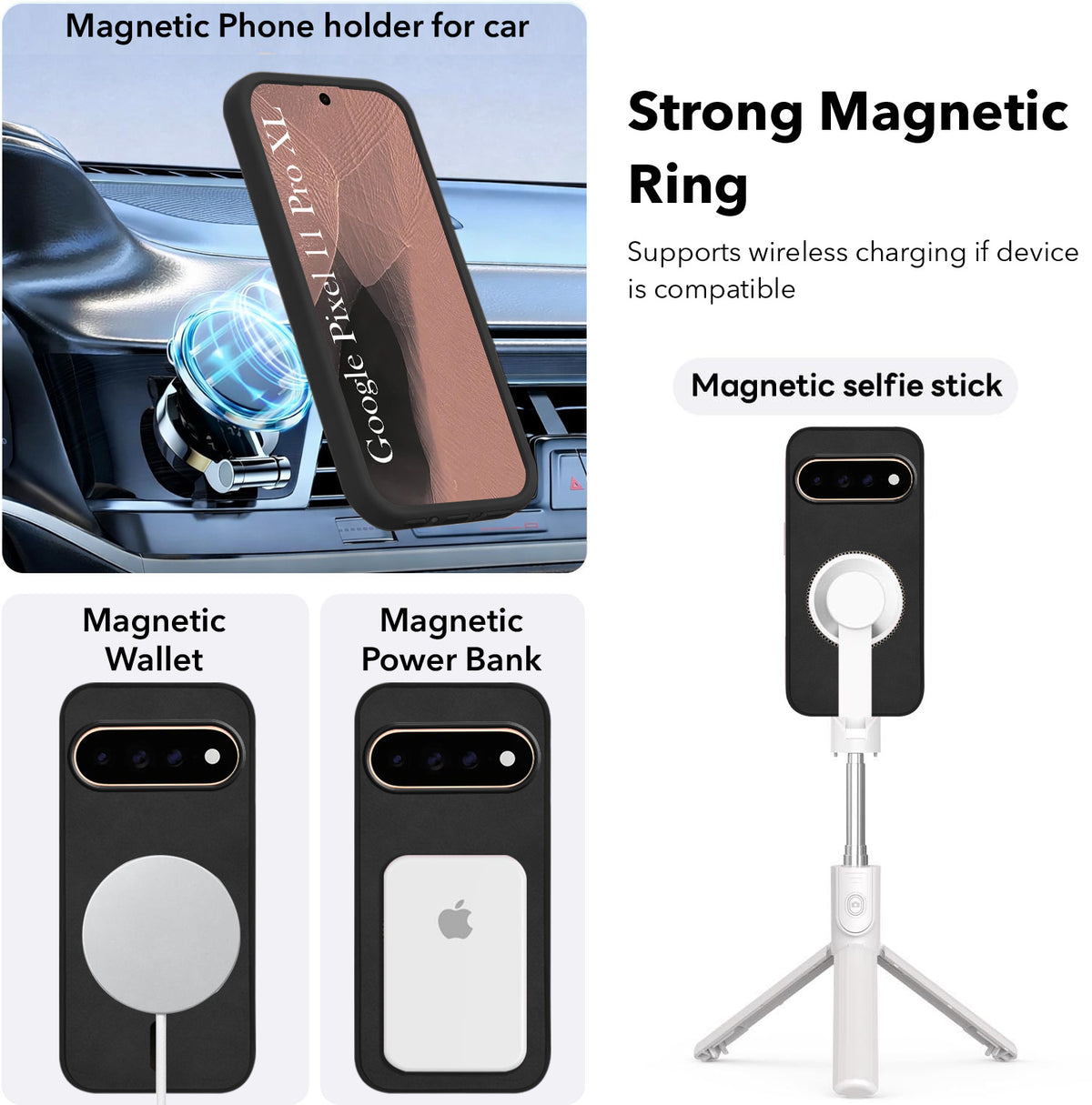 For Google Pixel 11 Pro XL Back Cover Case Leather Finish (MagSafe Compatible Wireless Charging | Soft Touch | Camera Bump Protection)
