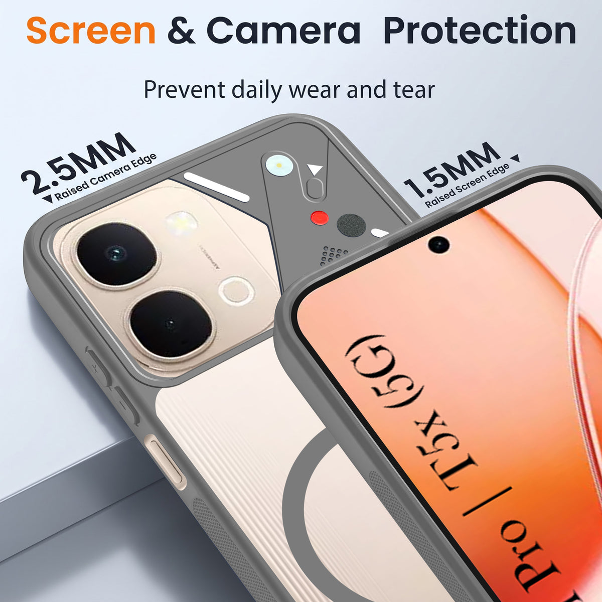 For Vivo Y51 Pro 5G | Vivo T5x Back Cover Case Lifetime Anti-Yellow Clear (Camera Protection | Side Grip | Wireless MagSafe Compatible)