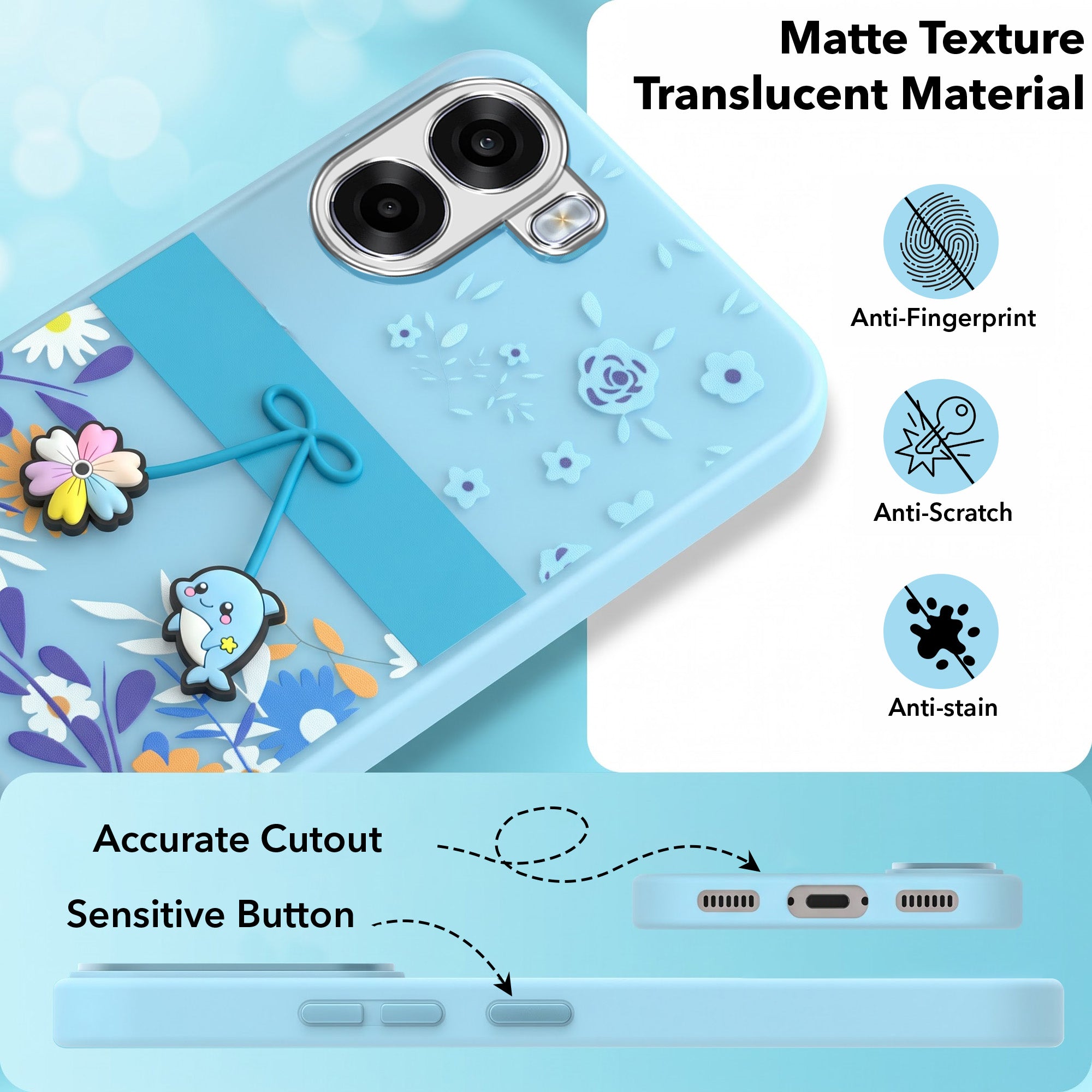 For Oppo K14x 5G Back Cover Case (3D Cute Cartoons | Hard Back Side Soft | Matte Premium Finish | HD Printing)